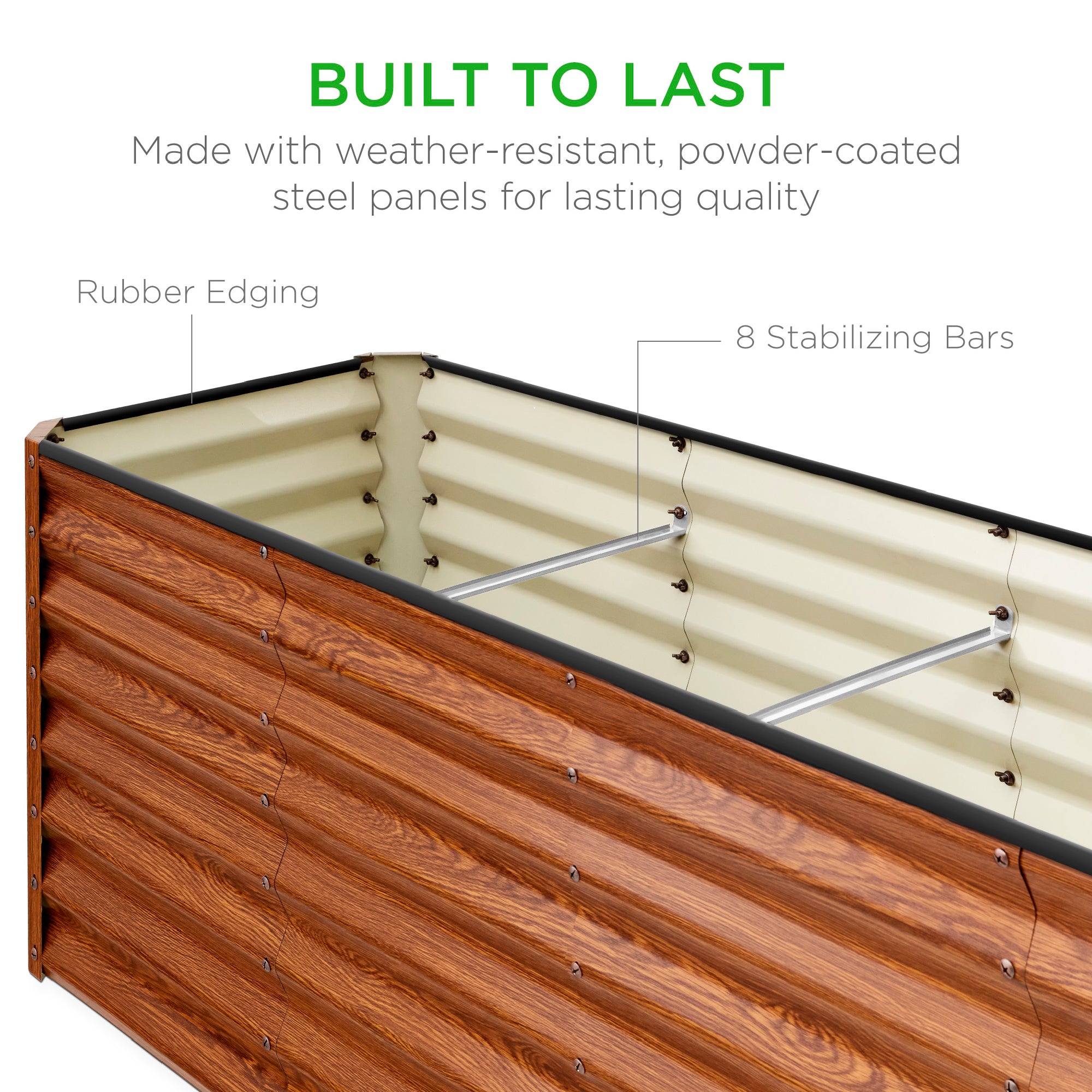 Outdoor Metal Raised Garden Bed for Vegetables, Flowers, Herbs - 8x2x2ft
