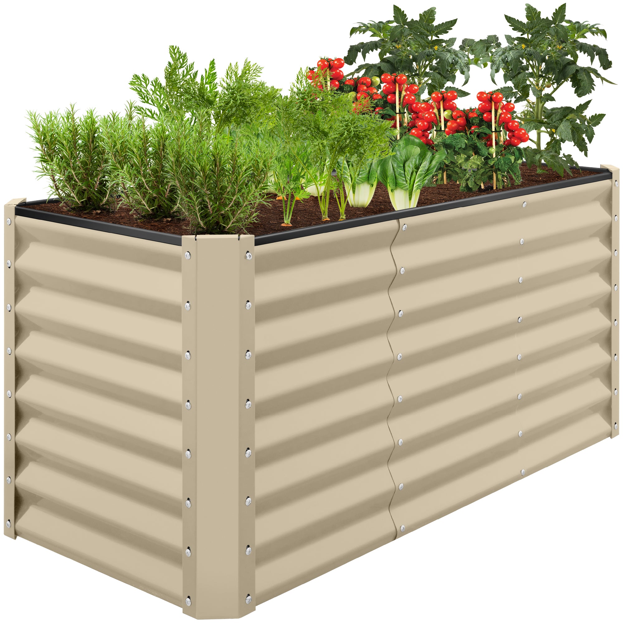 Outdoor Raised Metal Garden Bed for Vegetables, Flowers, Herbs