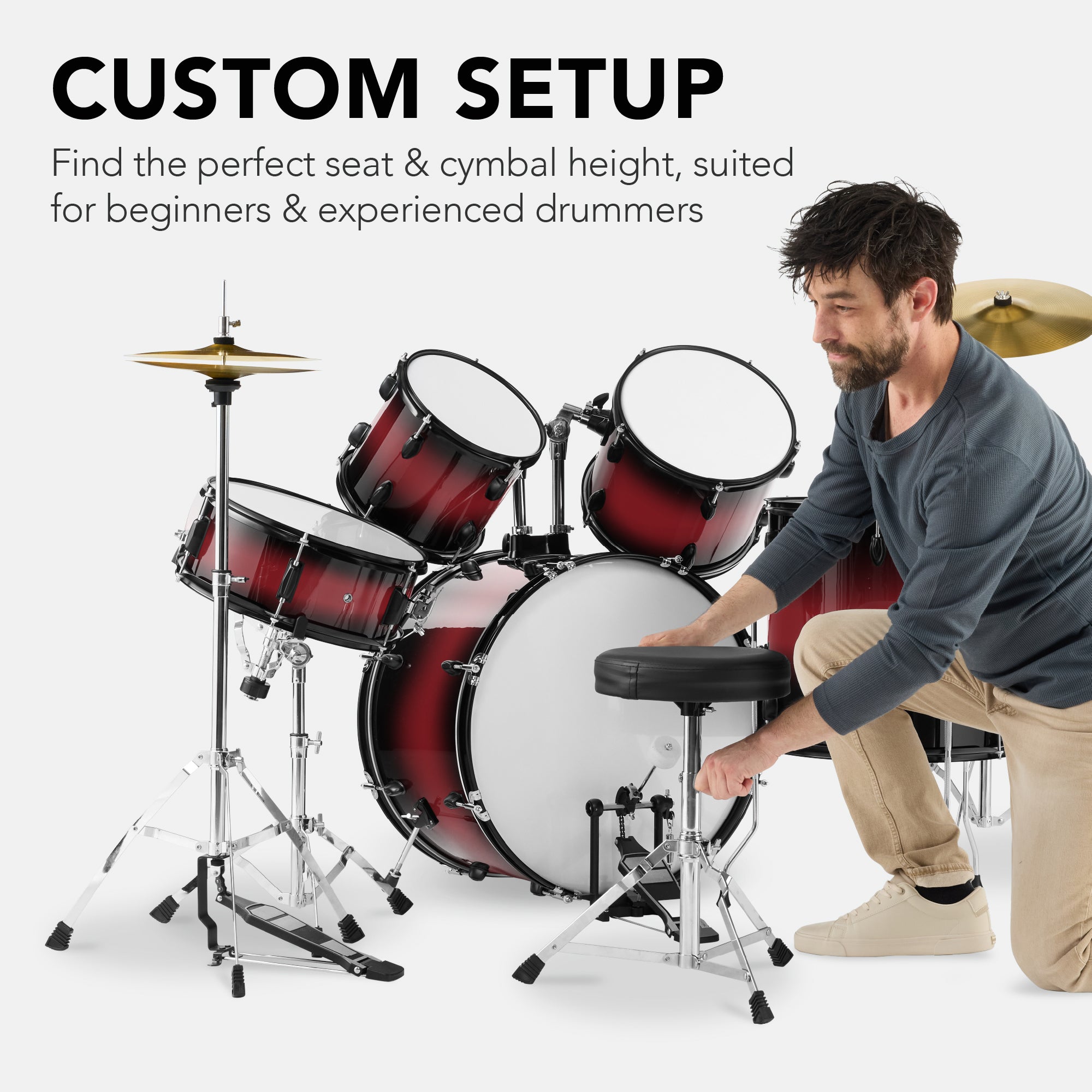5-Piece Full Size Drum Set For Adults