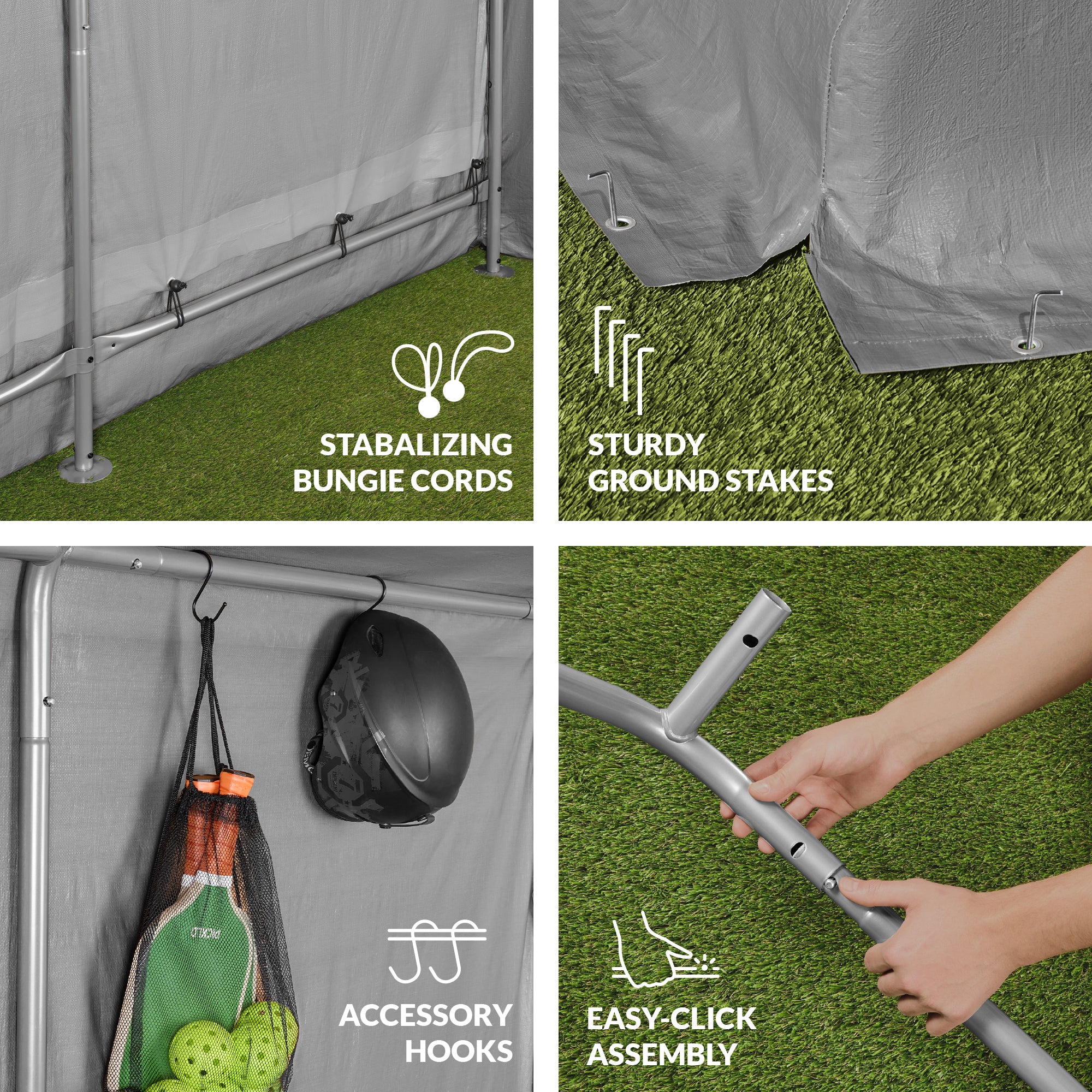 Outdoor Fabric Storage Shed w/ Metal Frame, Dual Zipper Doors - 10x8ft