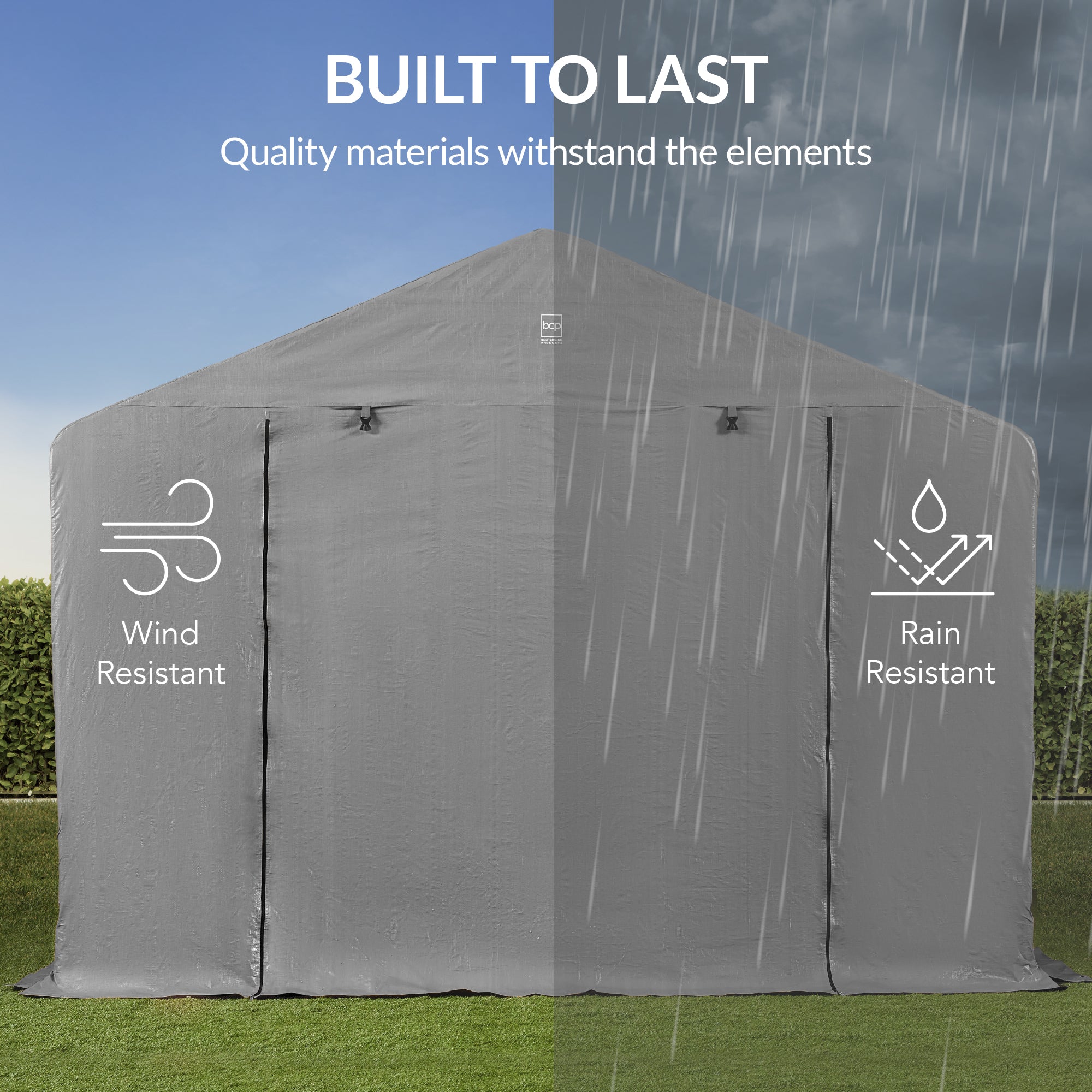 Outdoor Fabric Storage Shed w/ Metal Frame, Dual Zipper Doors - 10x8ft