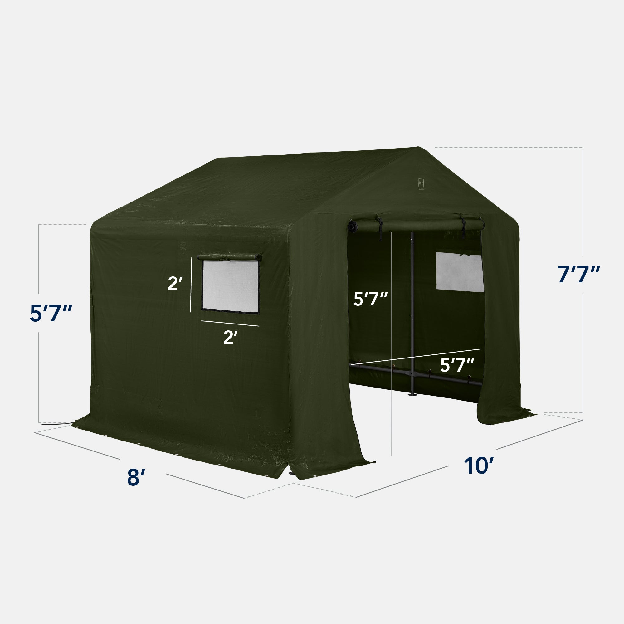 Outdoor Fabric Storage Shed w/ Metal Frame, Dual Zipper Doors - 10x8ft
