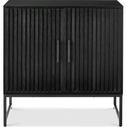 2-Door Slatted Storage Cabinet Accent Furniture w/ Foot Pads