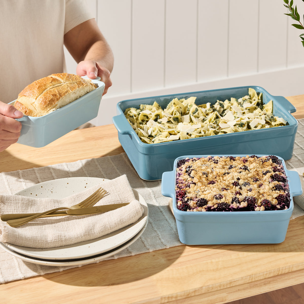 Ceramic Baking 3-Piece Ceramic Bakeware Set, Stoneware Baking Dishes, Casserole Servi ...
