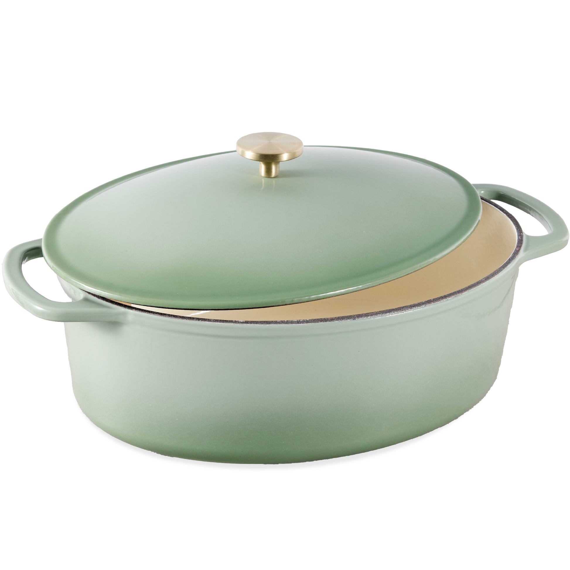Oval Cast-Iron Dutch Oven Kitchen Cookware w/ Enamel - 7.5qt