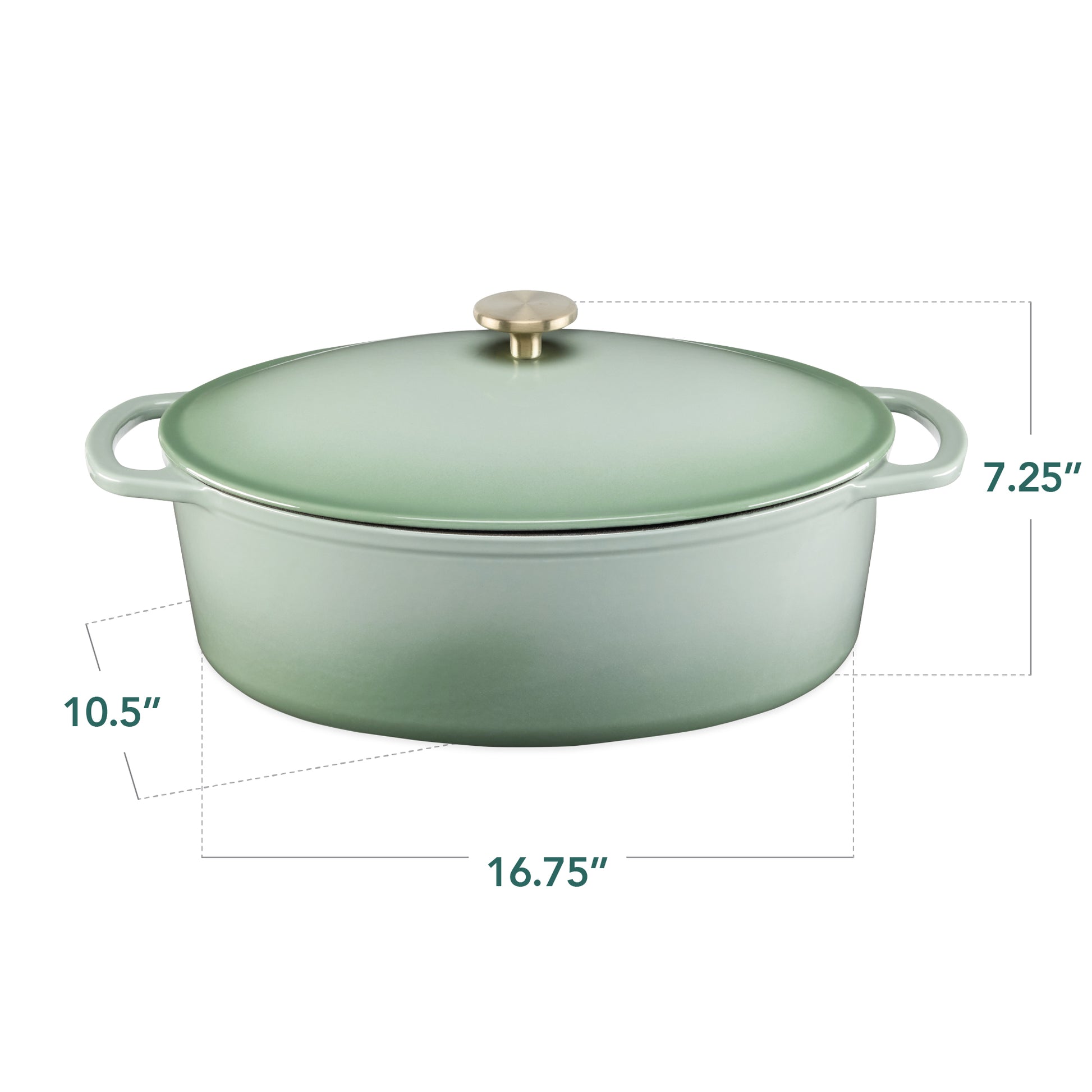 Oval Cast-Iron Dutch Oven Kitchen Cookware w/ Enamel - 7.5qt