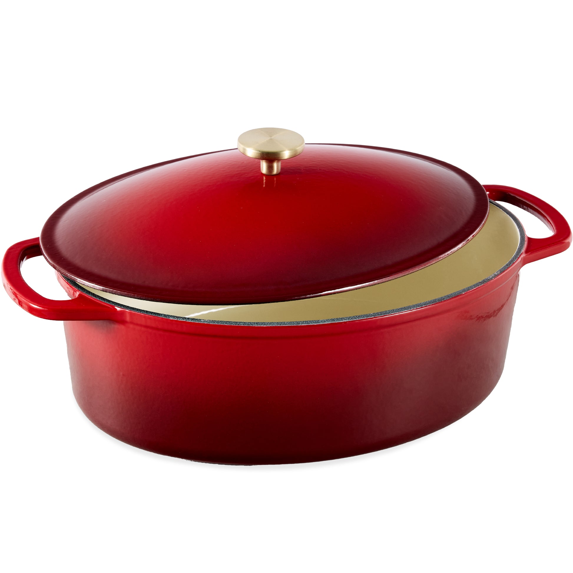 Oval Cast-Iron Dutch Oven Kitchen Cookware w/ Enamel - 7.5qt