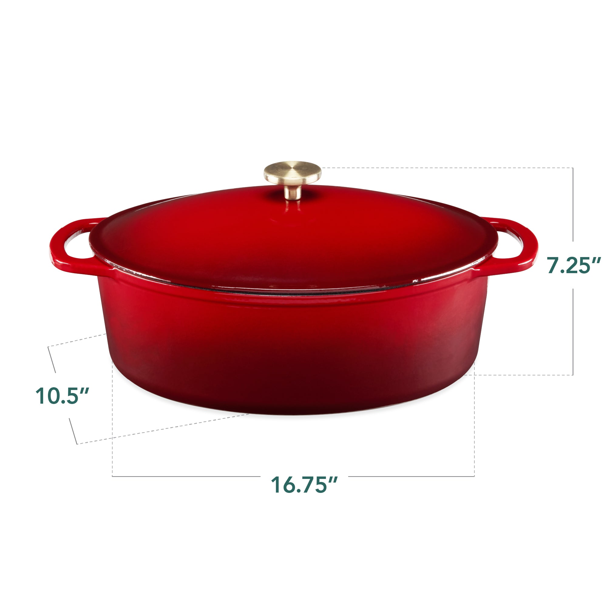 Oval Cast-Iron Dutch Oven Kitchen Cookware w/ Enamel - 7.5qt