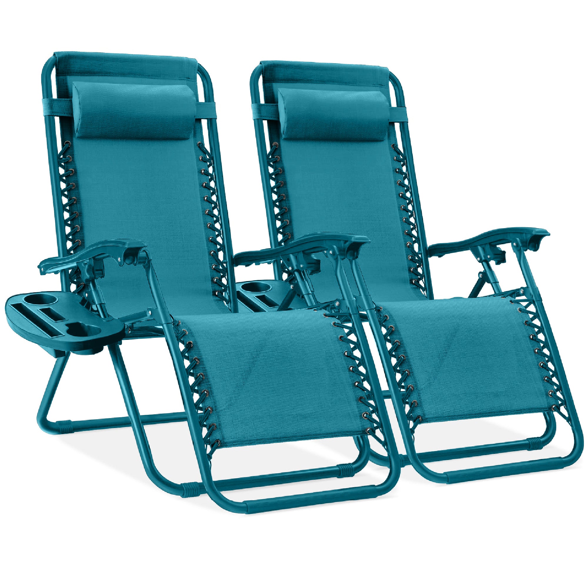 Set of 2 Adjustable Zero Gravity Patio Chair Recliners w/ Cup