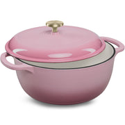 Cast-Iron Dutch Oven Kitchen Cookware w/ Enamel, Handles - 6qt