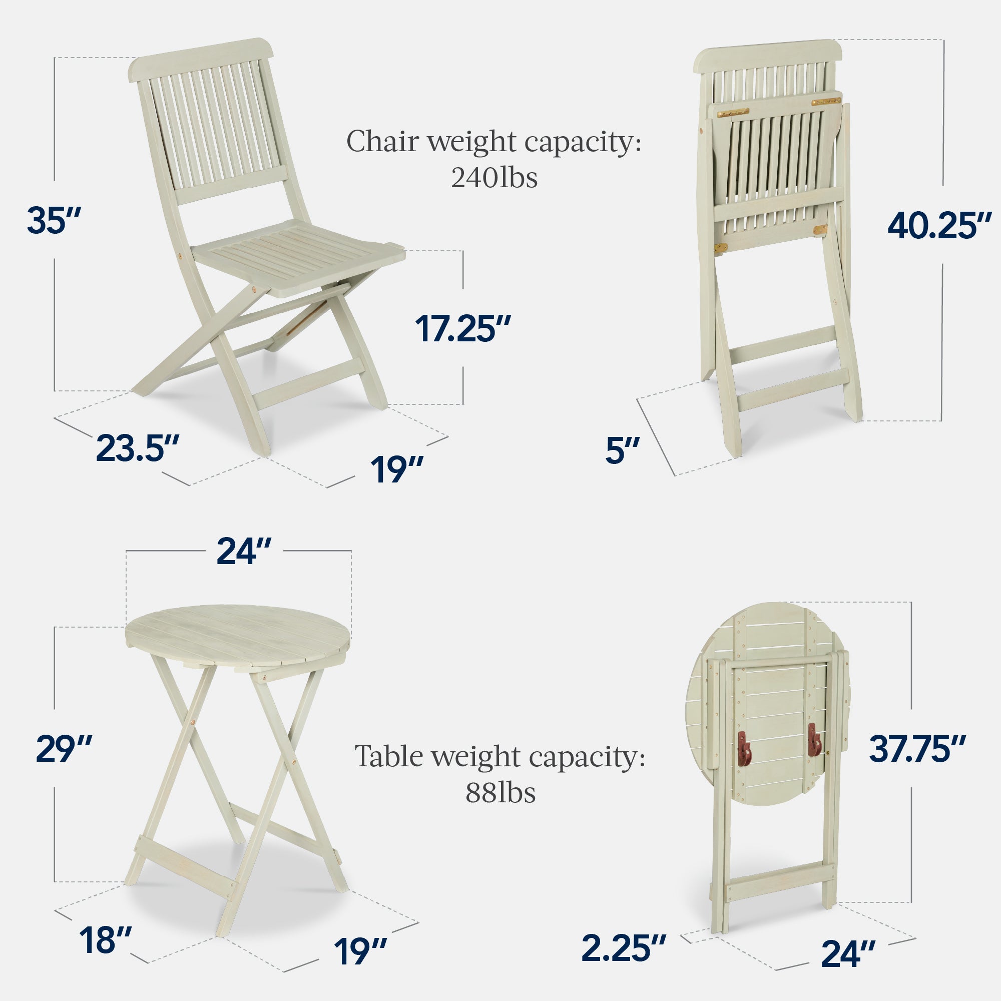3-Piece Acacia Wood Bistro Set w/ Folding Table, 2 Chairs – Best