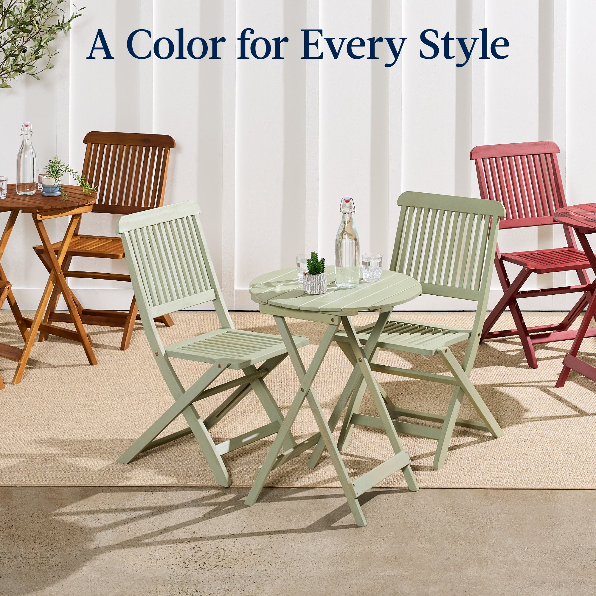 3-Piece Acacia Wood Bistro Set w/ Folding Table, 2 Chairs – Best