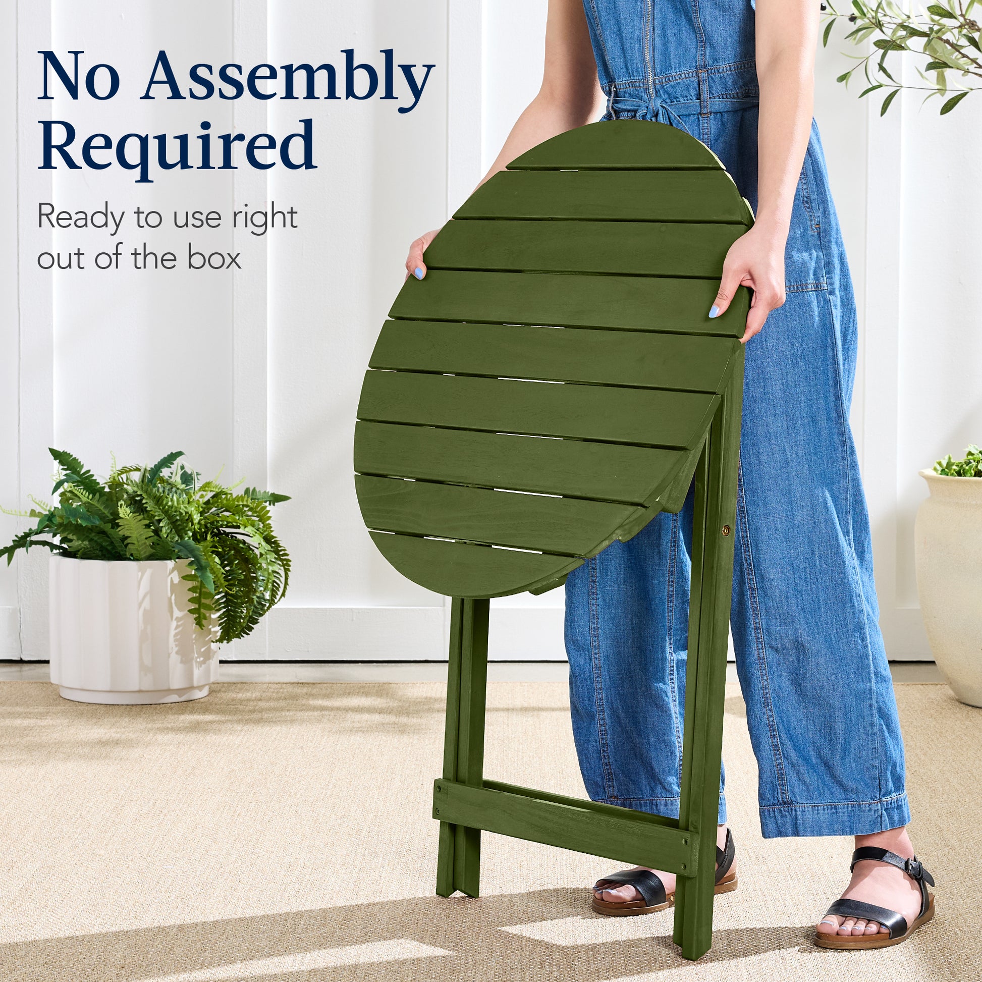 3-Piece Acacia Wood Bistro Set w/ Folding Table, 2 Chairs