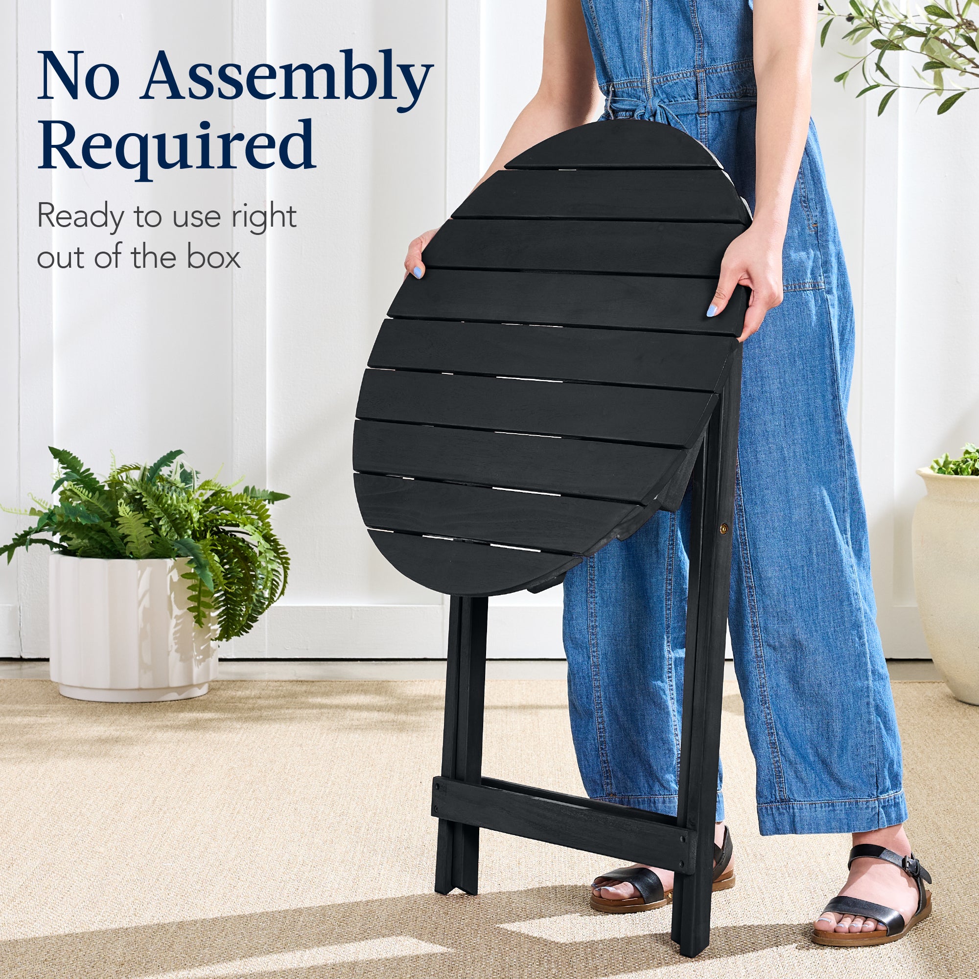 3-Piece Acacia Wood Bistro Set w/ Folding Table, 2 Chairs