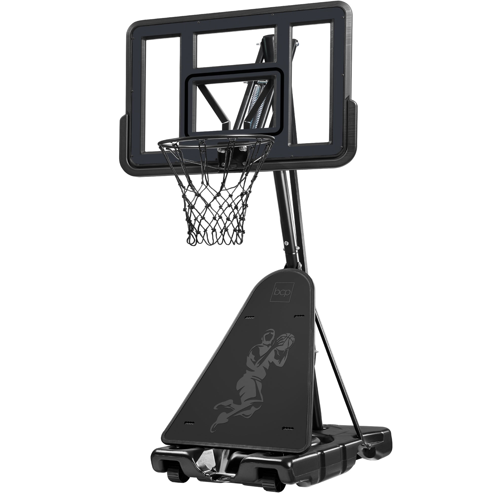 Adjustable 4.4-10ft Basketball Hoop, w/ Shatterproof Backboard,  Ball Return