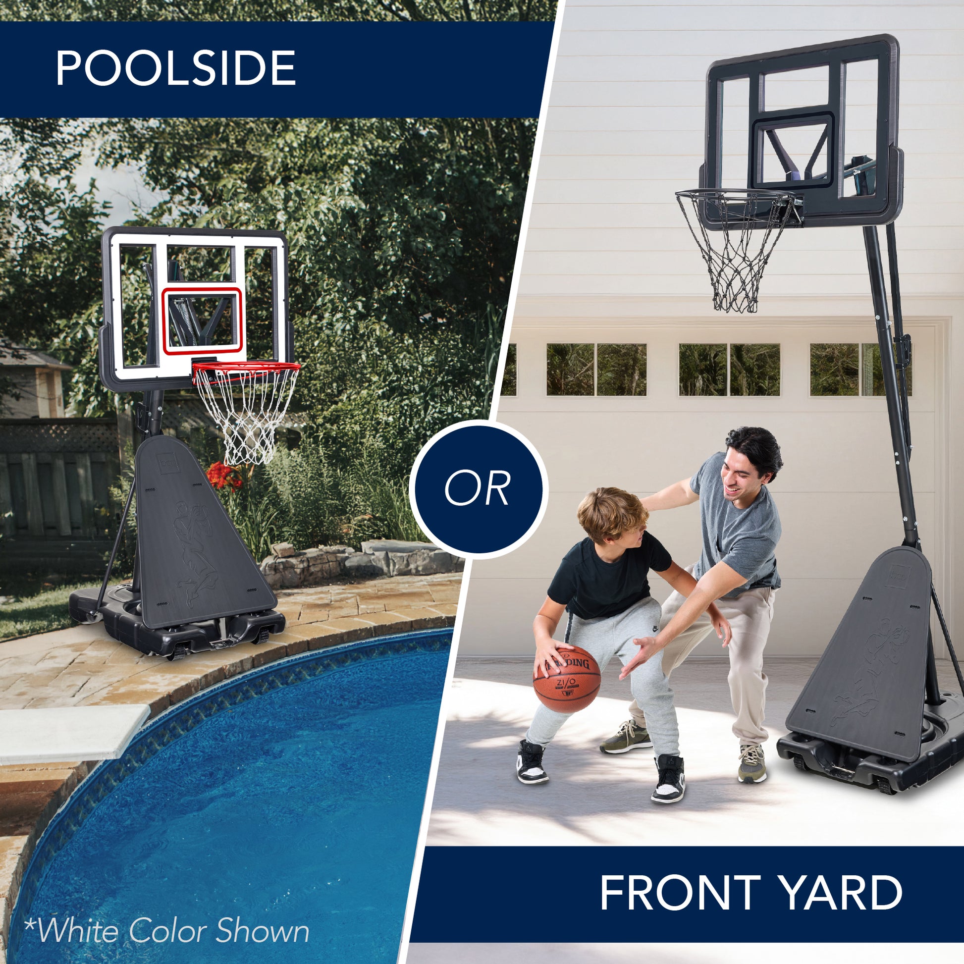 Adjustable 4.4-10ft Basketball Hoop, w/ Shatterproof Backboard,  Ball Return
