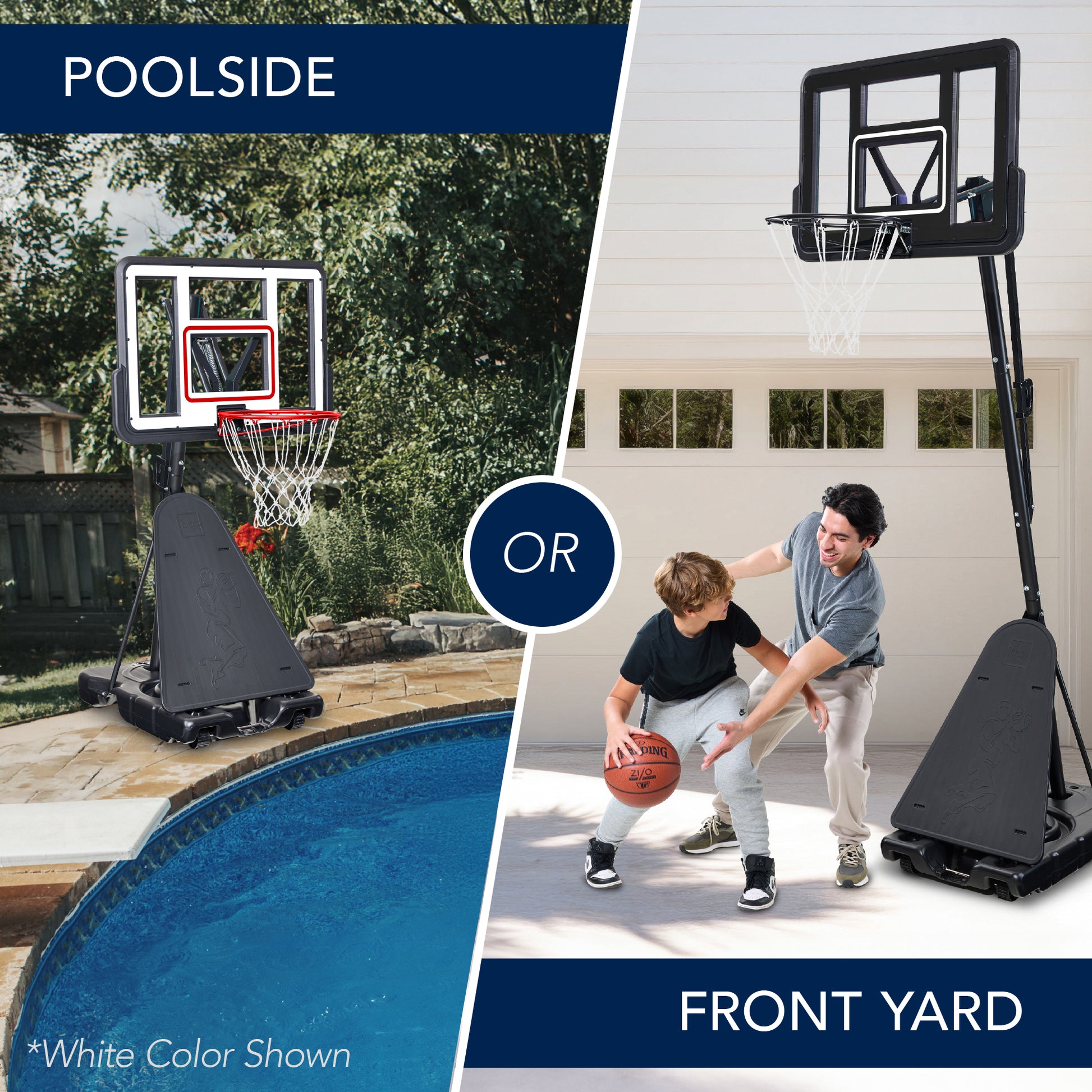 Adjustable 4.4-10ft Basketball Hoop, w/ Shatterproof Backboard,  Ball Return