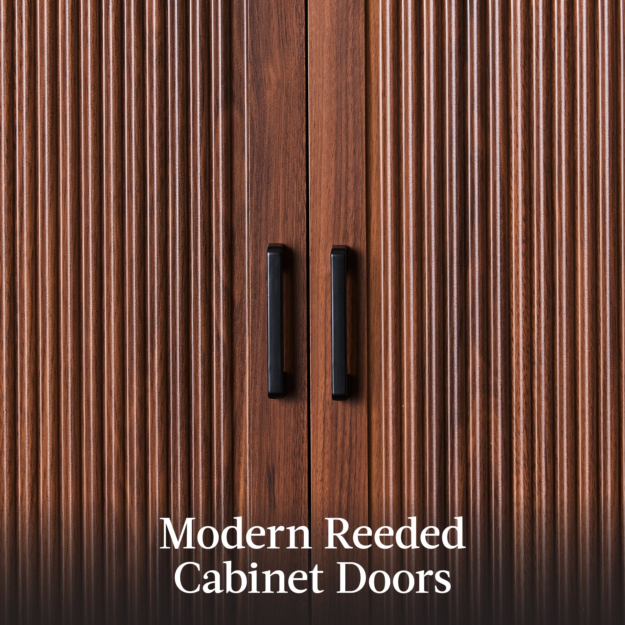 Arched 5-Tier Storage Cabinet w/ Reeded Doors, Adjustable Shelves - 72in