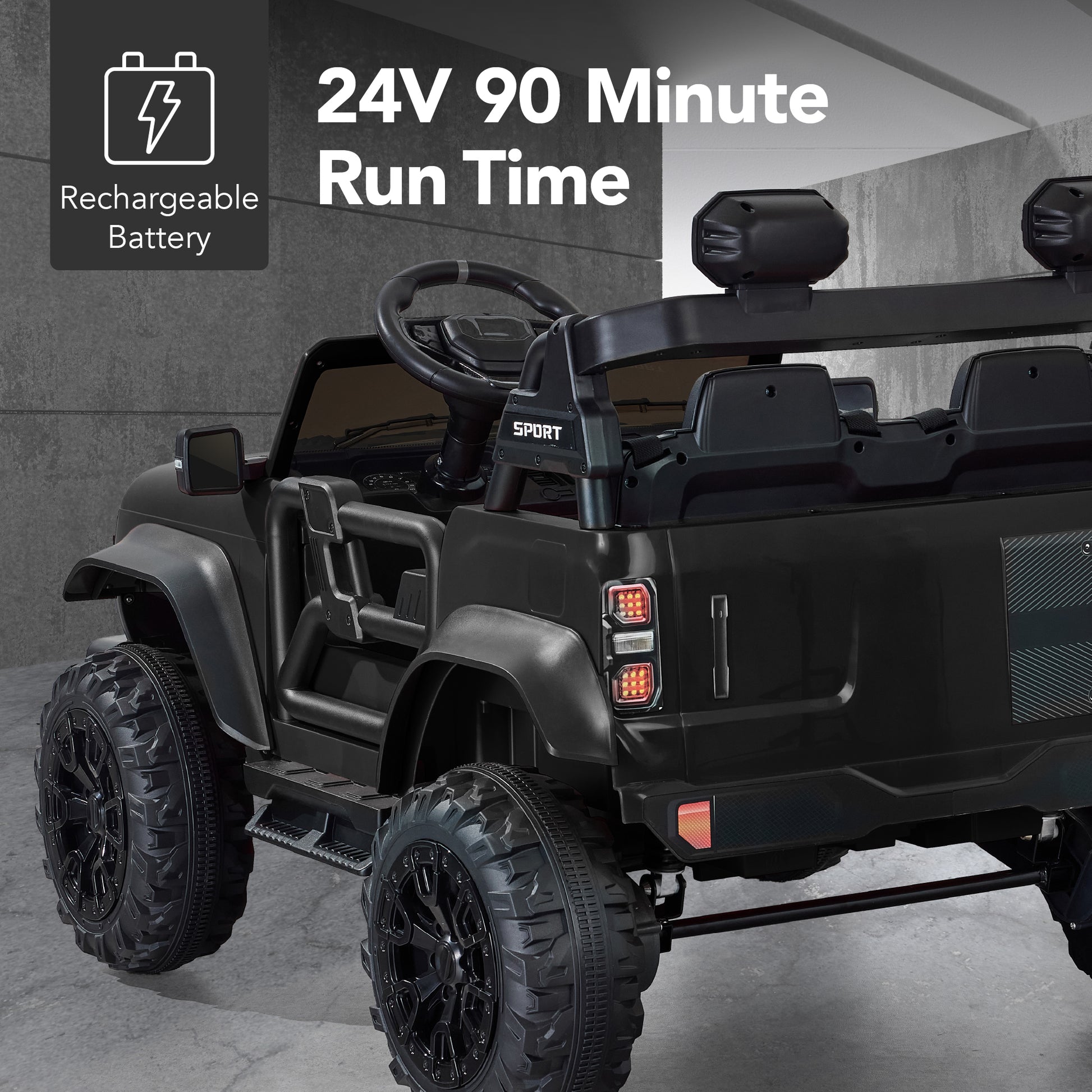 24V 2-Seater Electric Ride-On Car Truck w/ Parent Control, Bluetooth