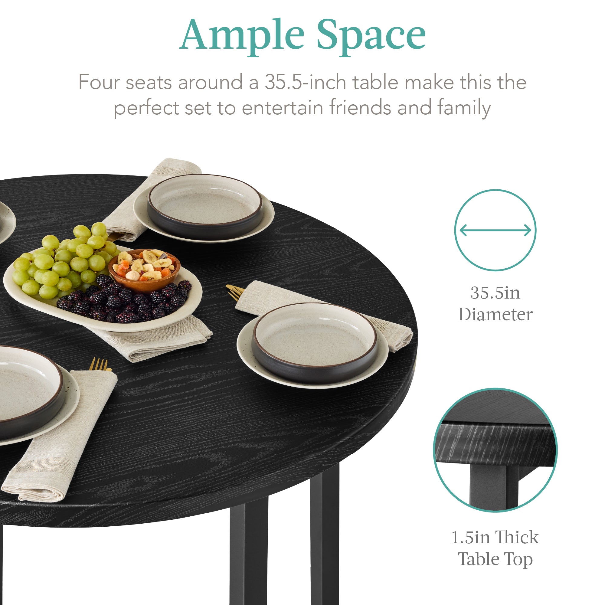 5-Piece Modern Round Counter Height Dining Set w/ 4 Chairs