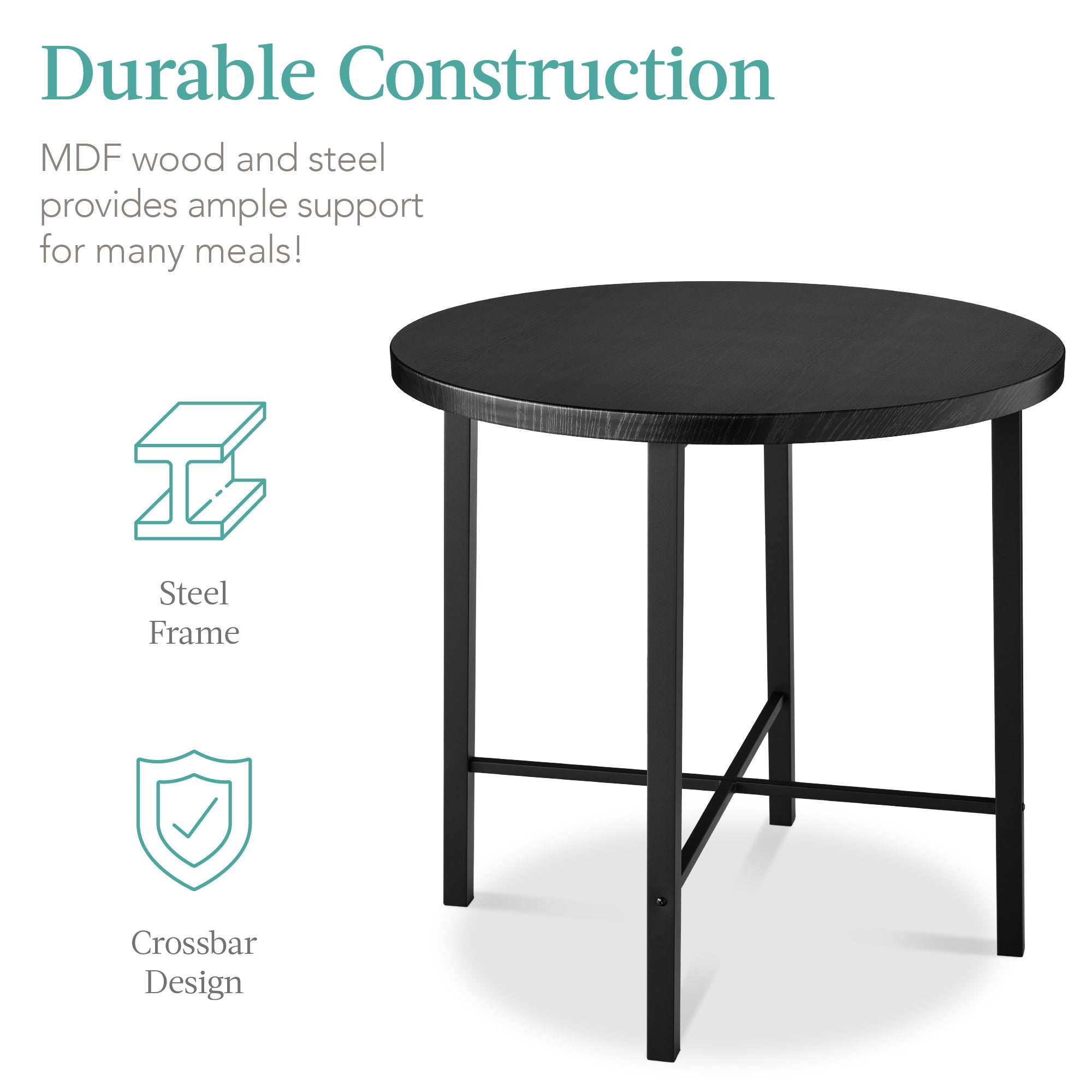 5-Piece Modern Round Counter Height Dining Set w/ 4 Chairs