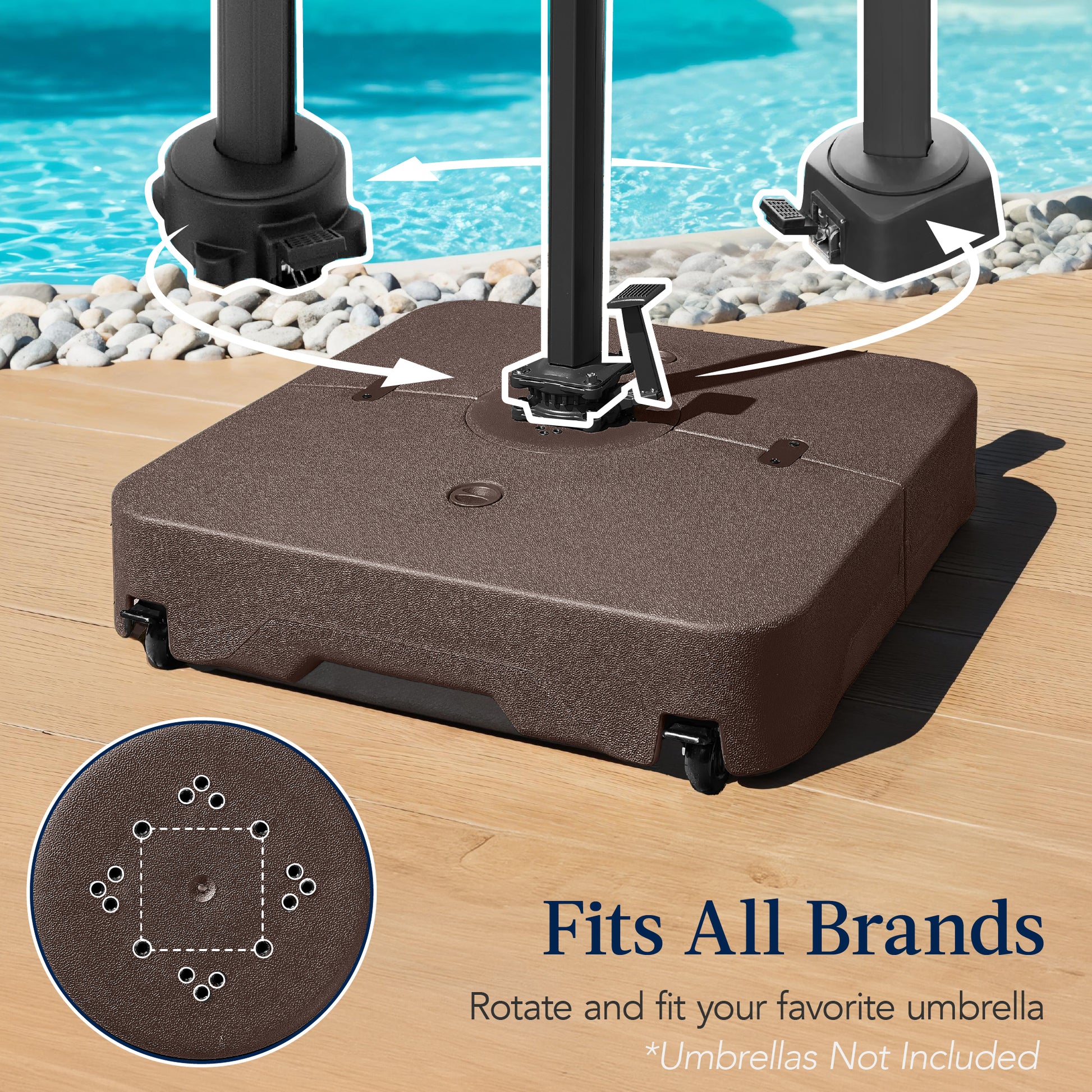 Outdoor Cantilever Base w/ Wheels, Locks, Fillable 330lb Capacity