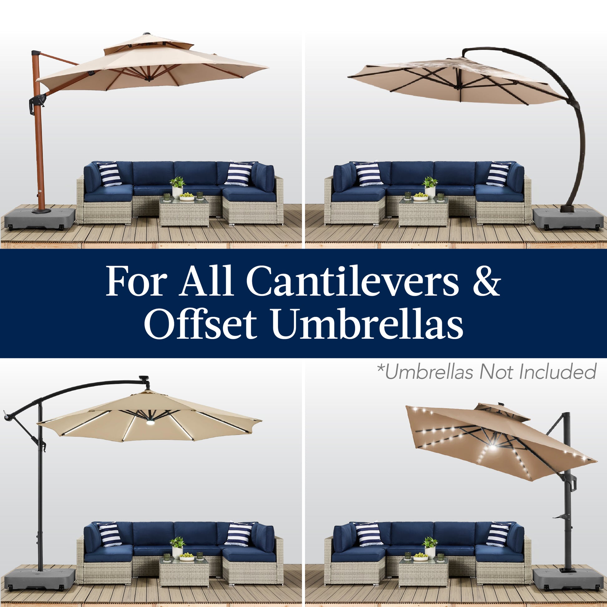 Outdoor Cantilever Base w/ Wheels, Locks, Fillable 330lb Capacity