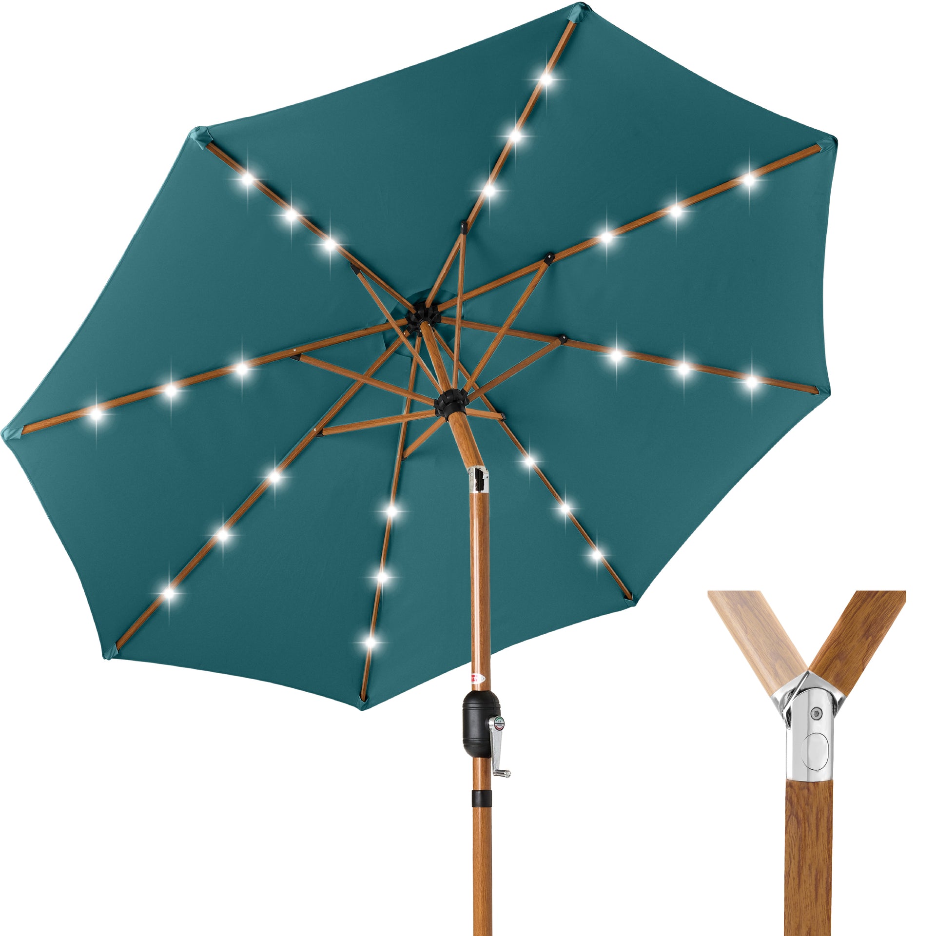 led lights for patio umbrella poles Woodgrain Pattern Solar Lighted w/ Adjustable Tilt – Best Choice Products 選購14