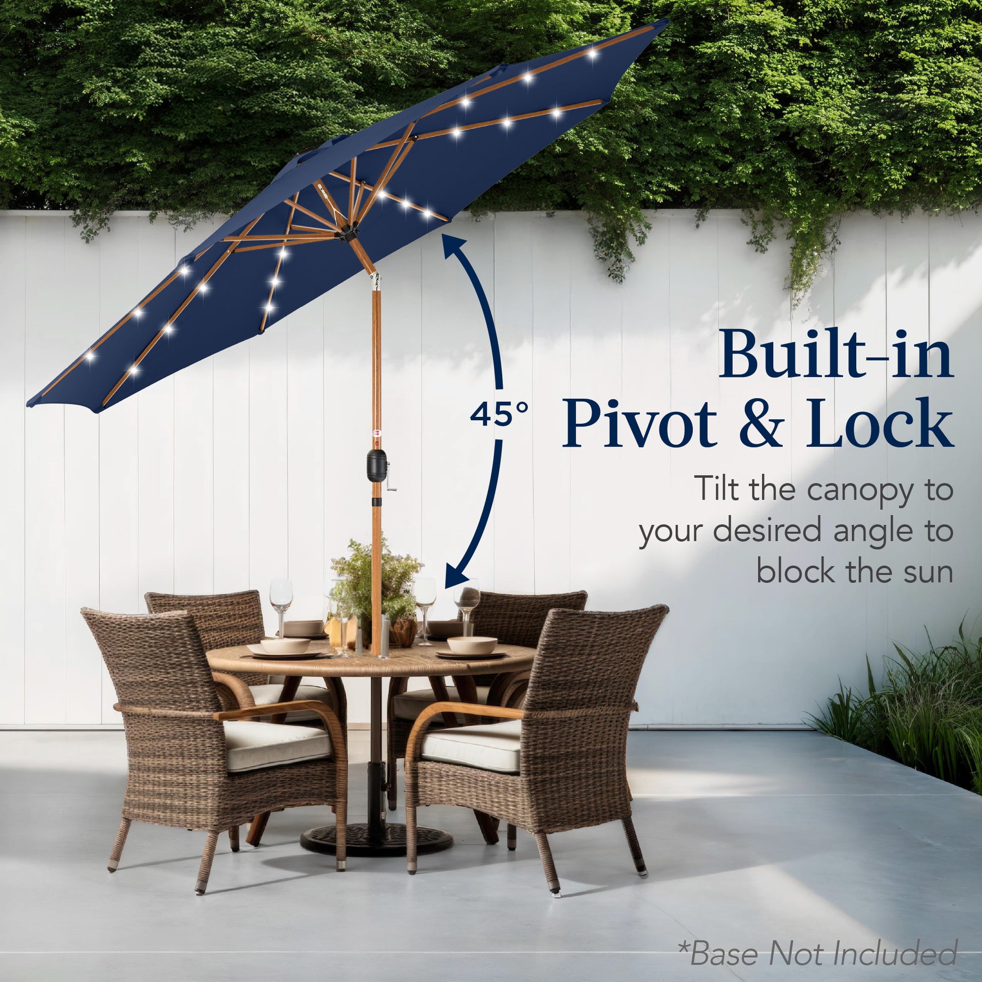 4' umbrella patio Best Choice Products 10ft Solar LED Lighted Outdoor Woodgrain Pattern Steel Market Patio Umbrella