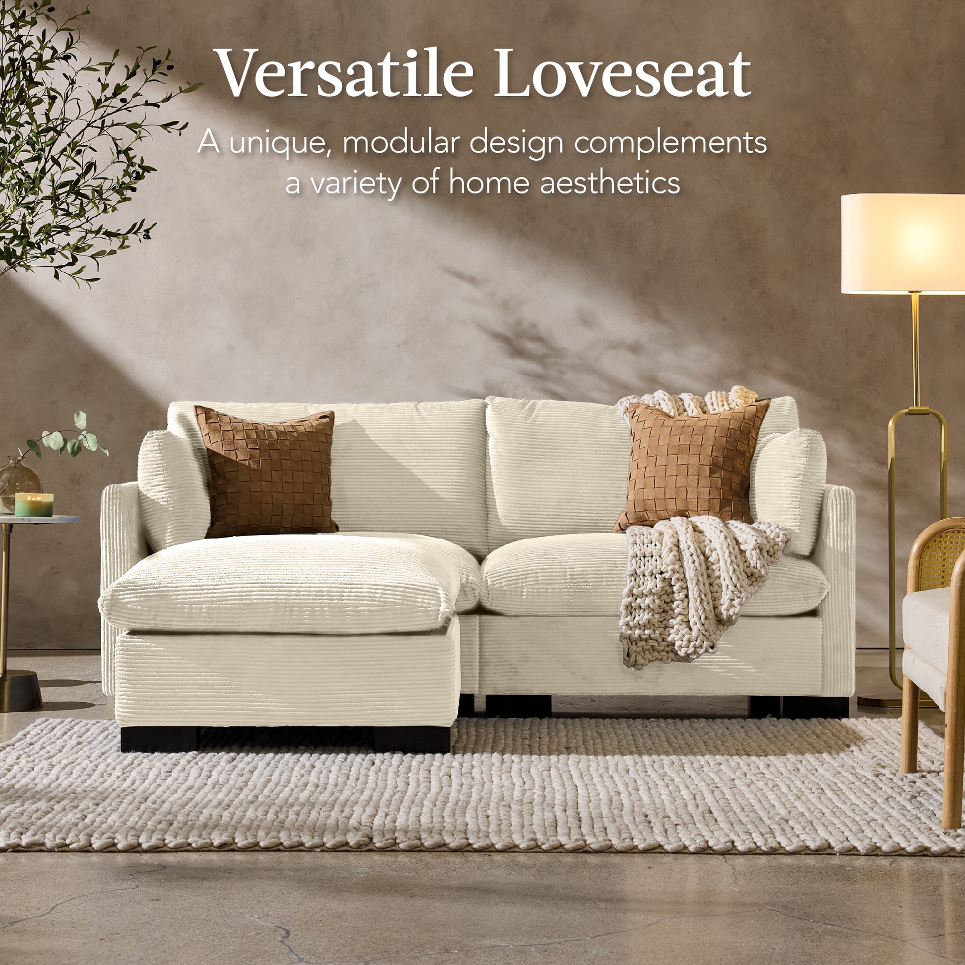 Modular Sectional Pillowtop Sofa w/ Ottoman & Storage  82in