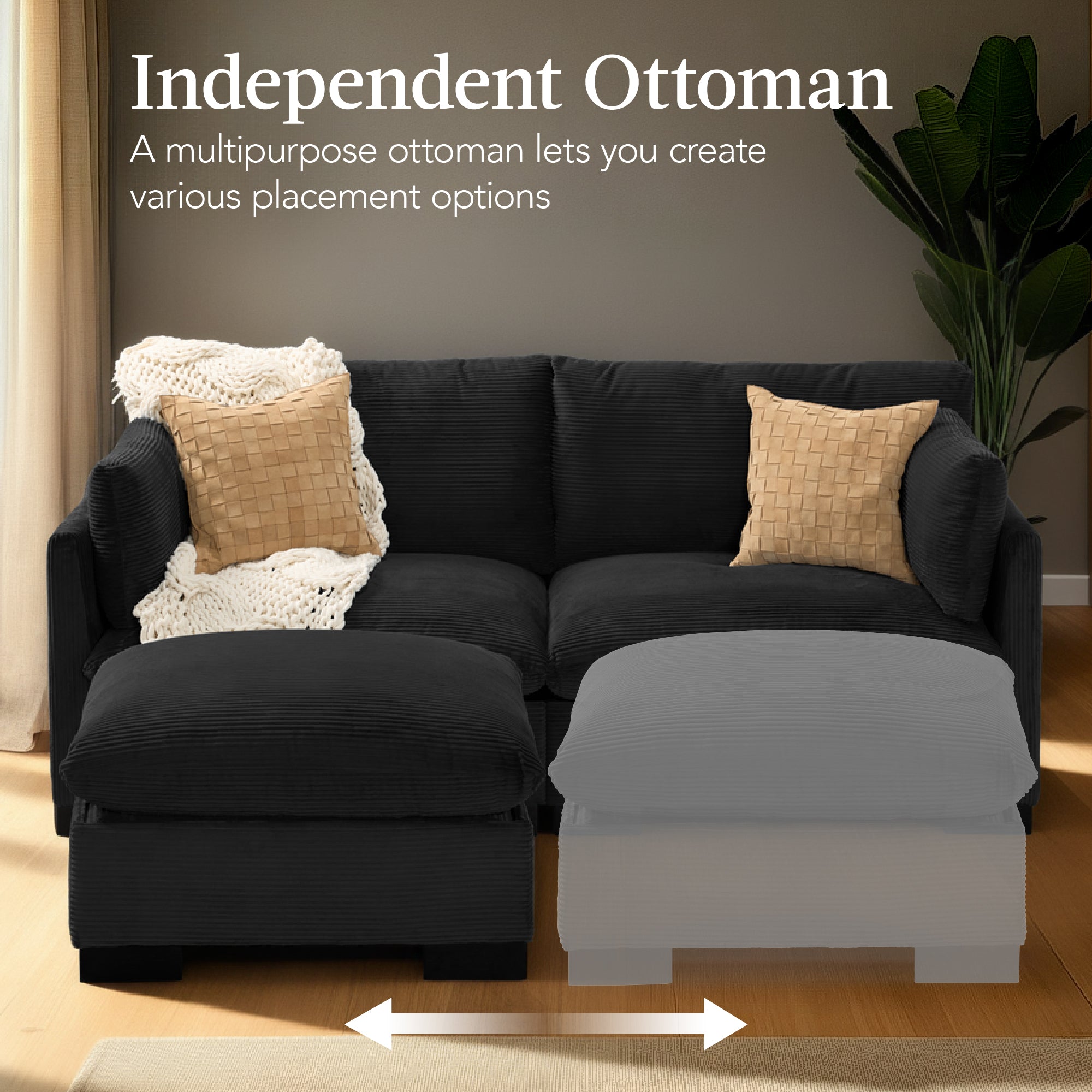 Modular Sectional Pillowtop Sofa w/ Ottoman & Storage  82in