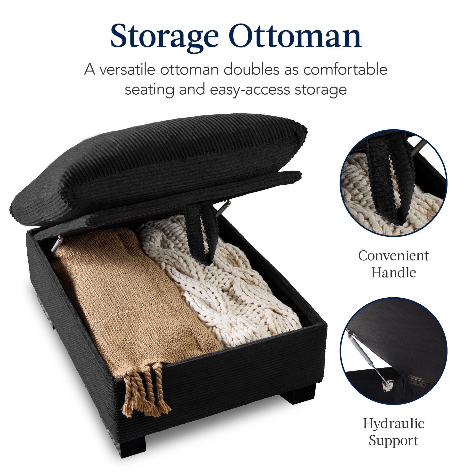 Modular Sectional Pillowtop Sofa w/ Ottoman & Storage  82in