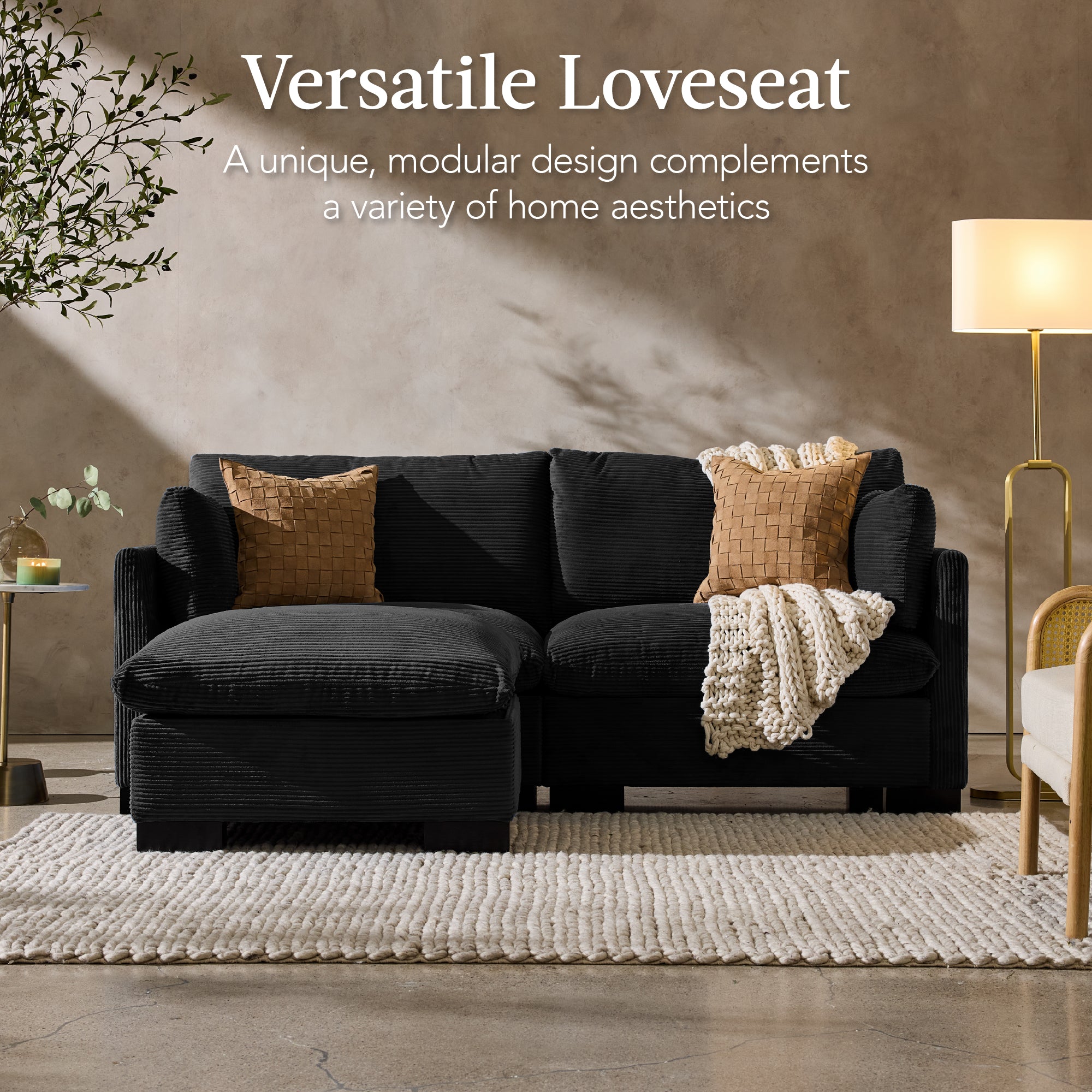 Modular Sectional Pillowtop Sofa w/ Ottoman & Storage  82in