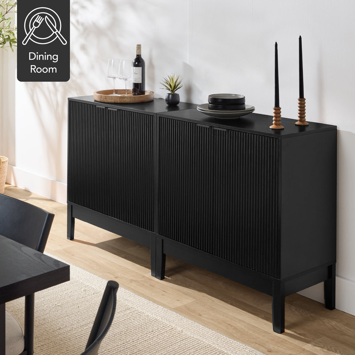 2-Door Reeded Storage Cabinet, Accent Furniture, Sideboard – Best ...