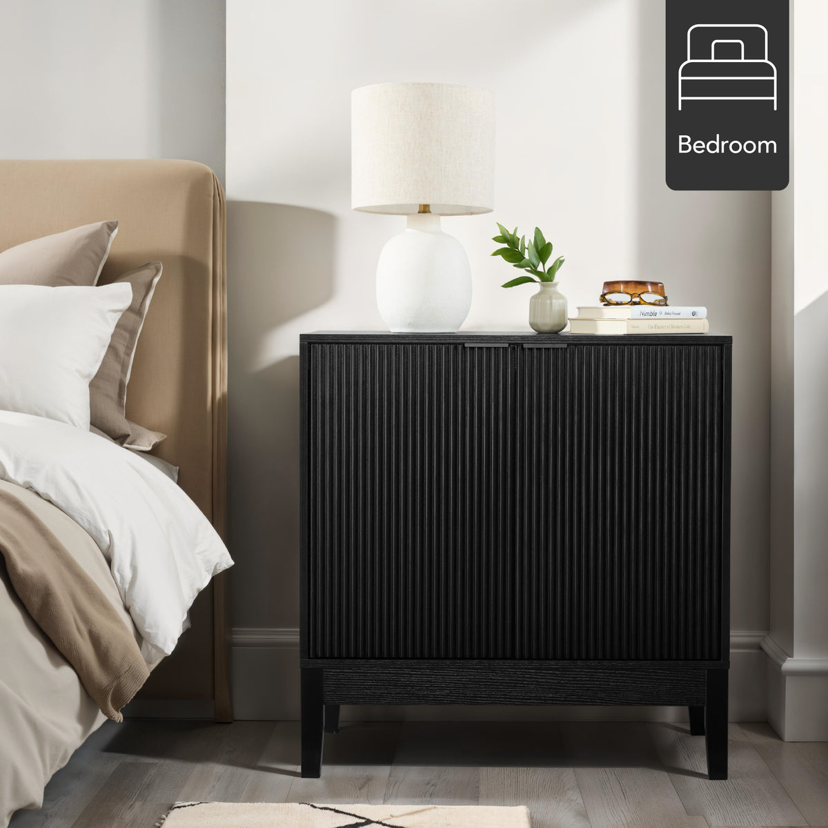 2-Door Reeded Storage Cabinet, Accent Furniture, Sideboard – Best ...