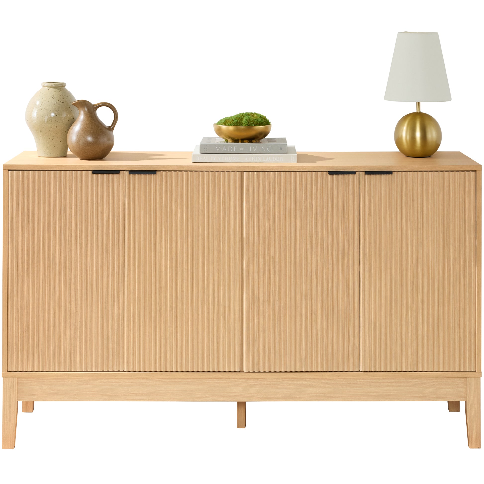 4-Door Reeded Storage Cabinet, Accent Furniture, Sideboard