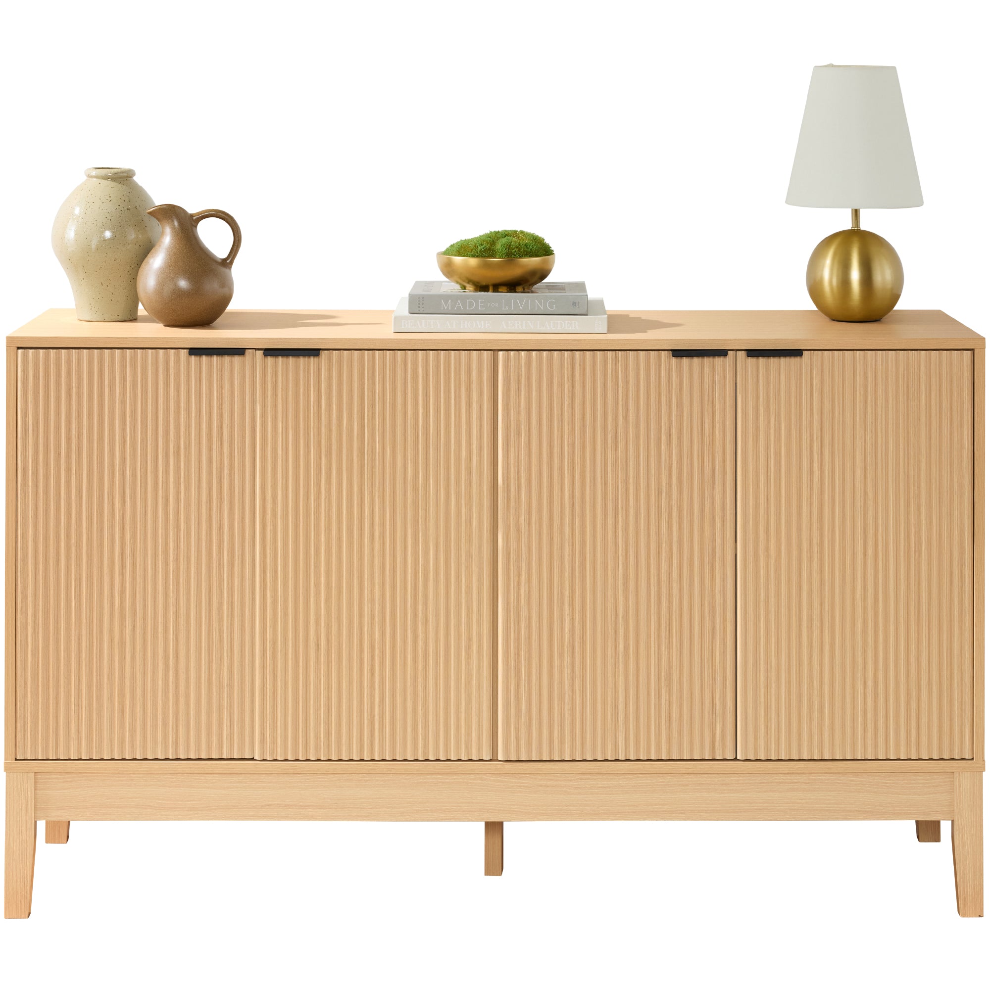 4-Door Reeded Storage Cabinet, Accent Furniture, Sideboard