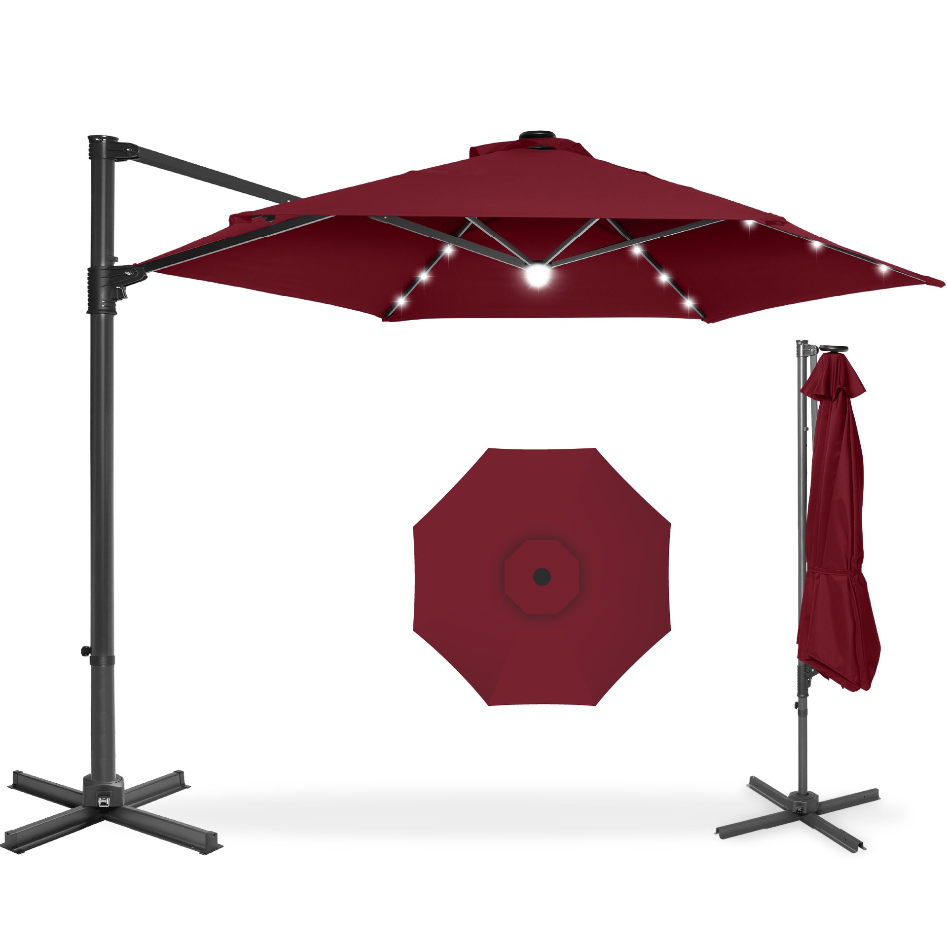 360 LED Rotating Cantilever Offset Patio Umbrella 360 LED Rotating Cantilever Offset Patio Umbrella