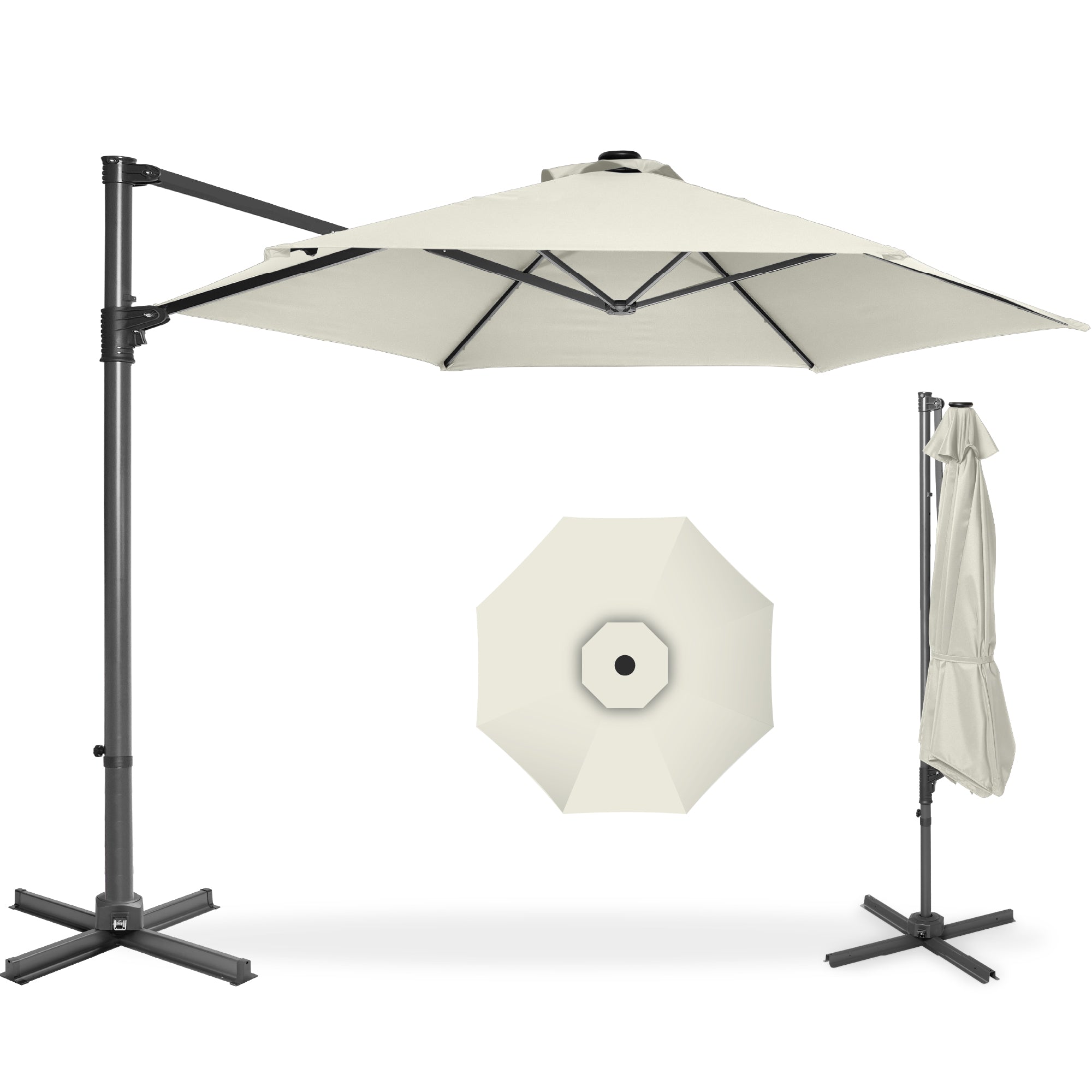 cantilever patio umbrella 5 star rated Deconk 9' X 12' with LED Lights Outdoor Umbrellas Enjoy maximum shade with our new 360 LED Cantilever Offset Umbrella Best Choice Products 10ft 360