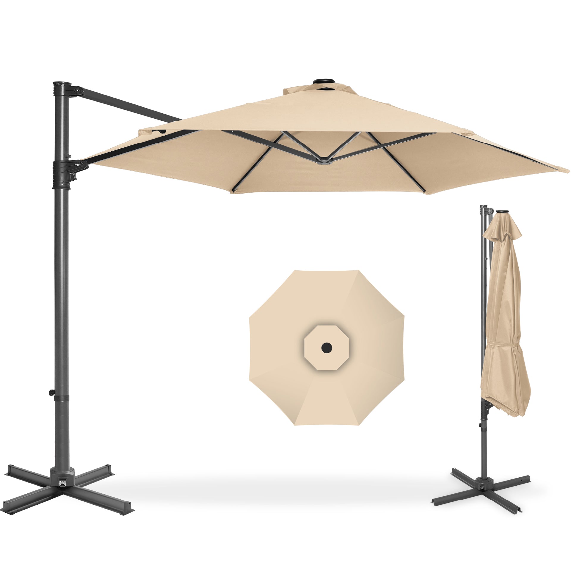 gymax 11ft patio offset hanging cantilever umbrella 360 degree tilt Best Choice Products 10ft 360 Rotating Cantilever Offset Hanging Patio Umbrella