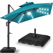 9x12ft 2-Tier Outdoor Solar LED Cantilever Patio Umbrella