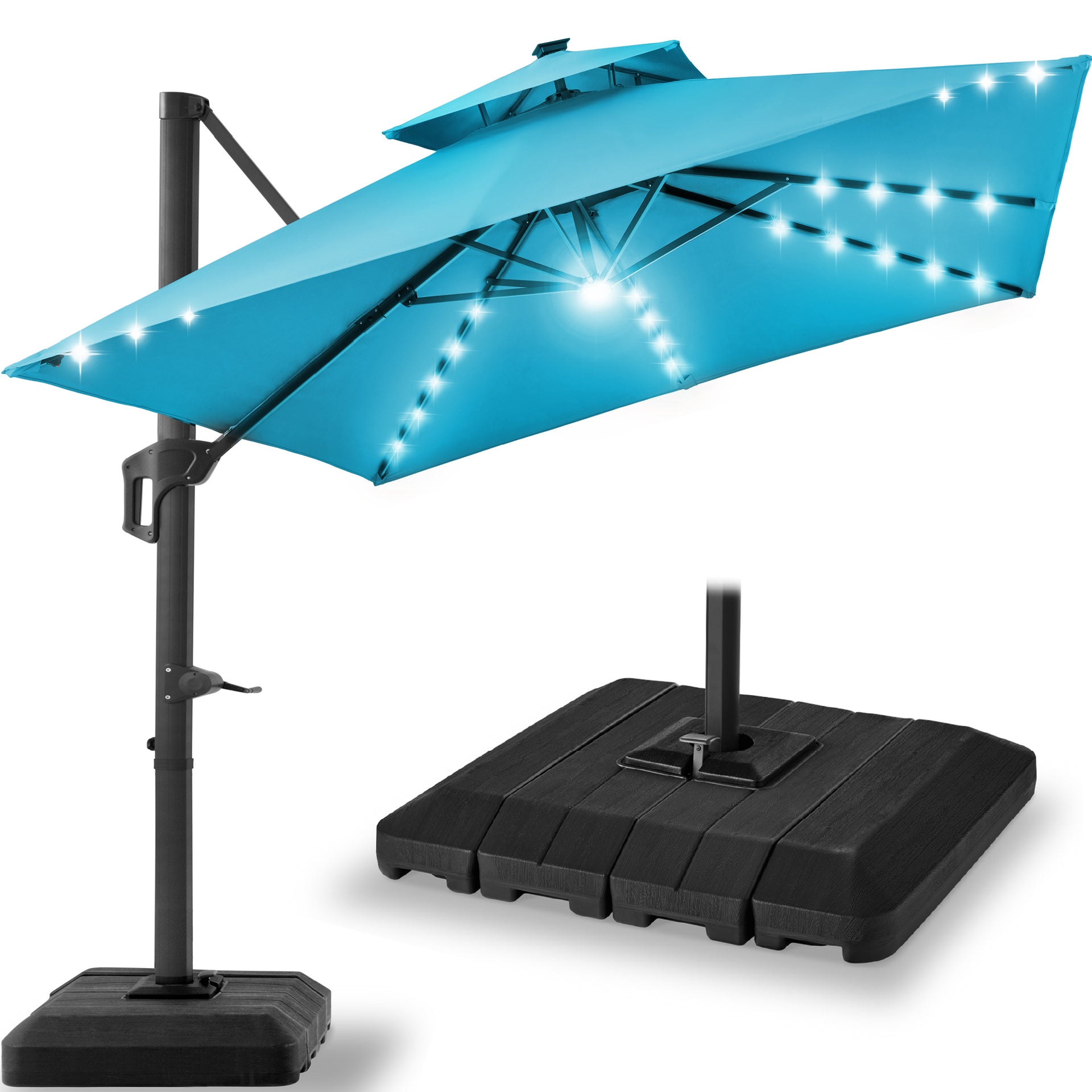 9x12ft 2-Tier Outdoor Solar LED Cantilever Patio Umbrella – Best Choice  Products