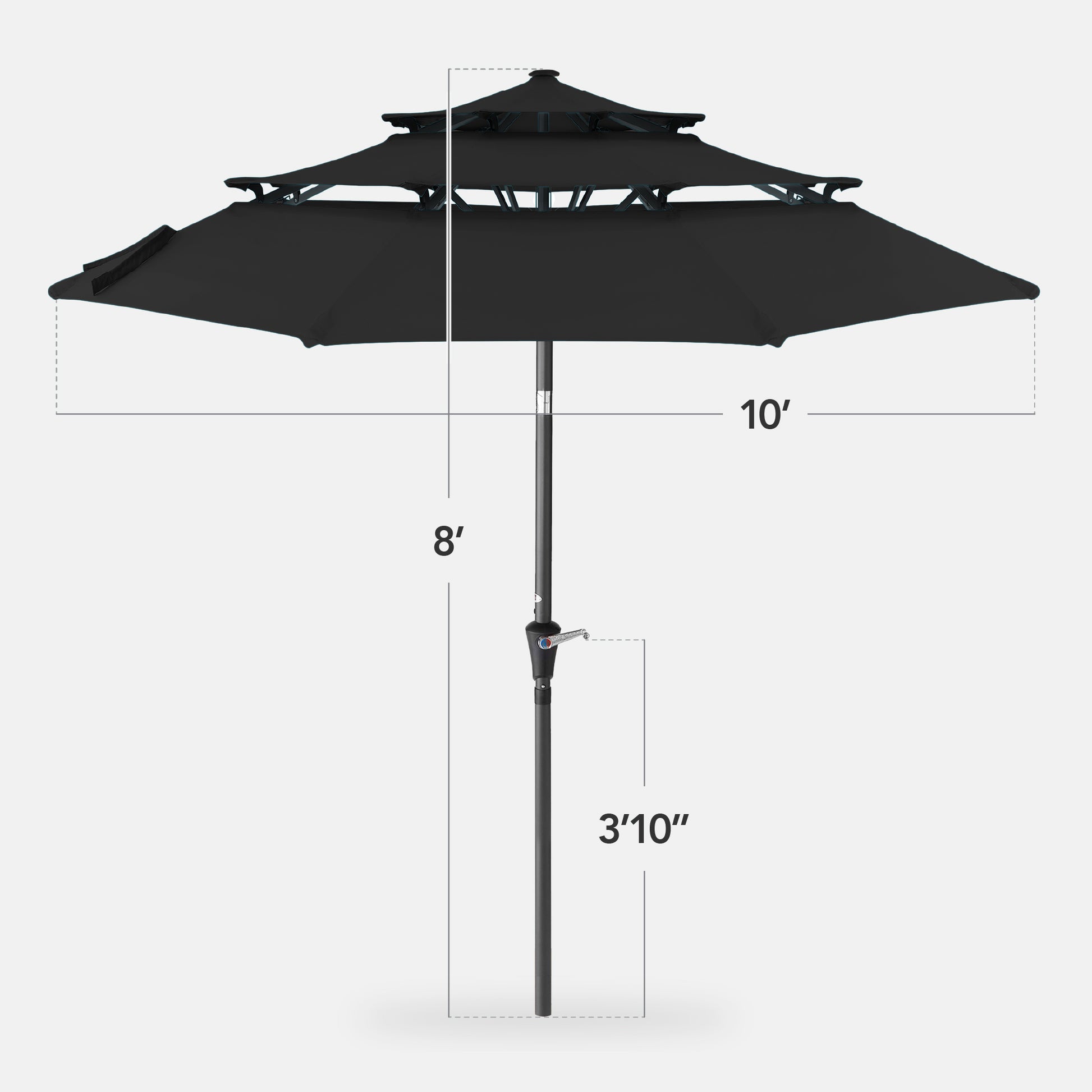 3-Tier Patio Umbrella w/ Tilt Adjustment, Crank - 10ft