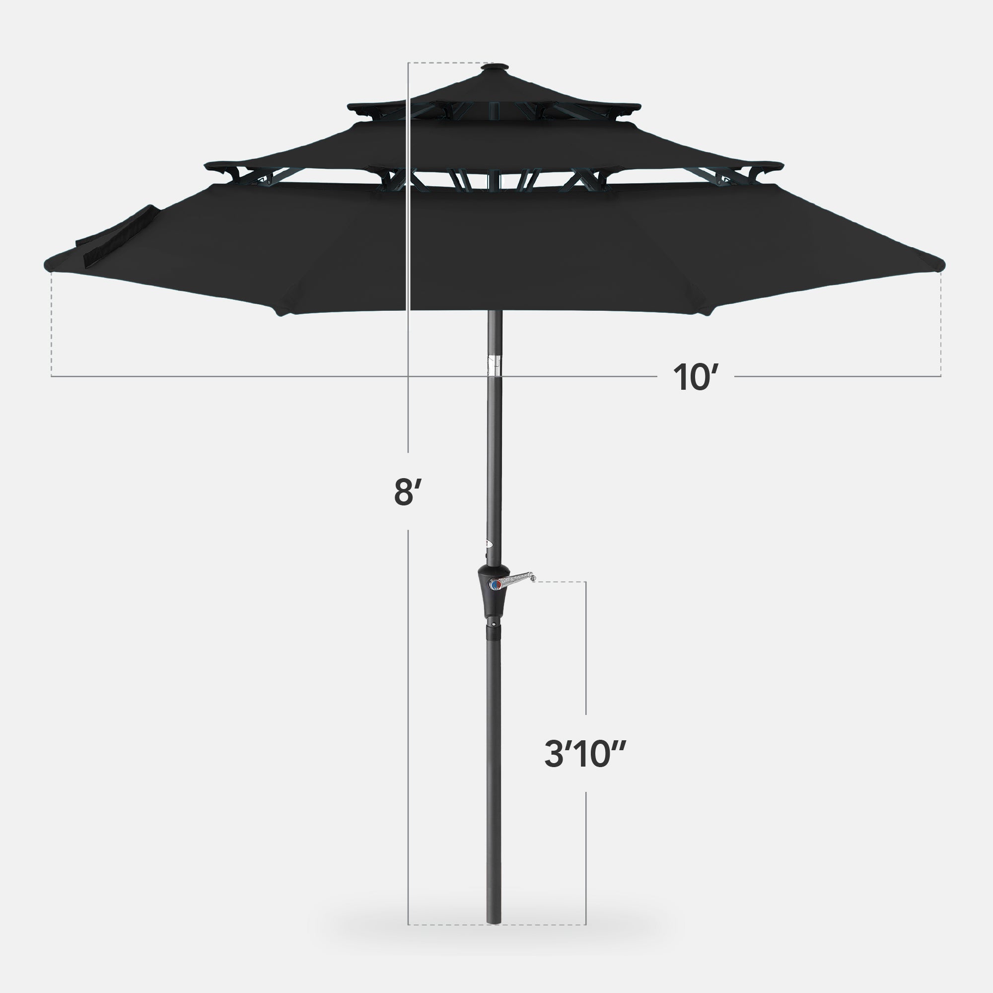 3-Tier Patio Umbrella w/ Tilt Adjustment, Crank - 10ft