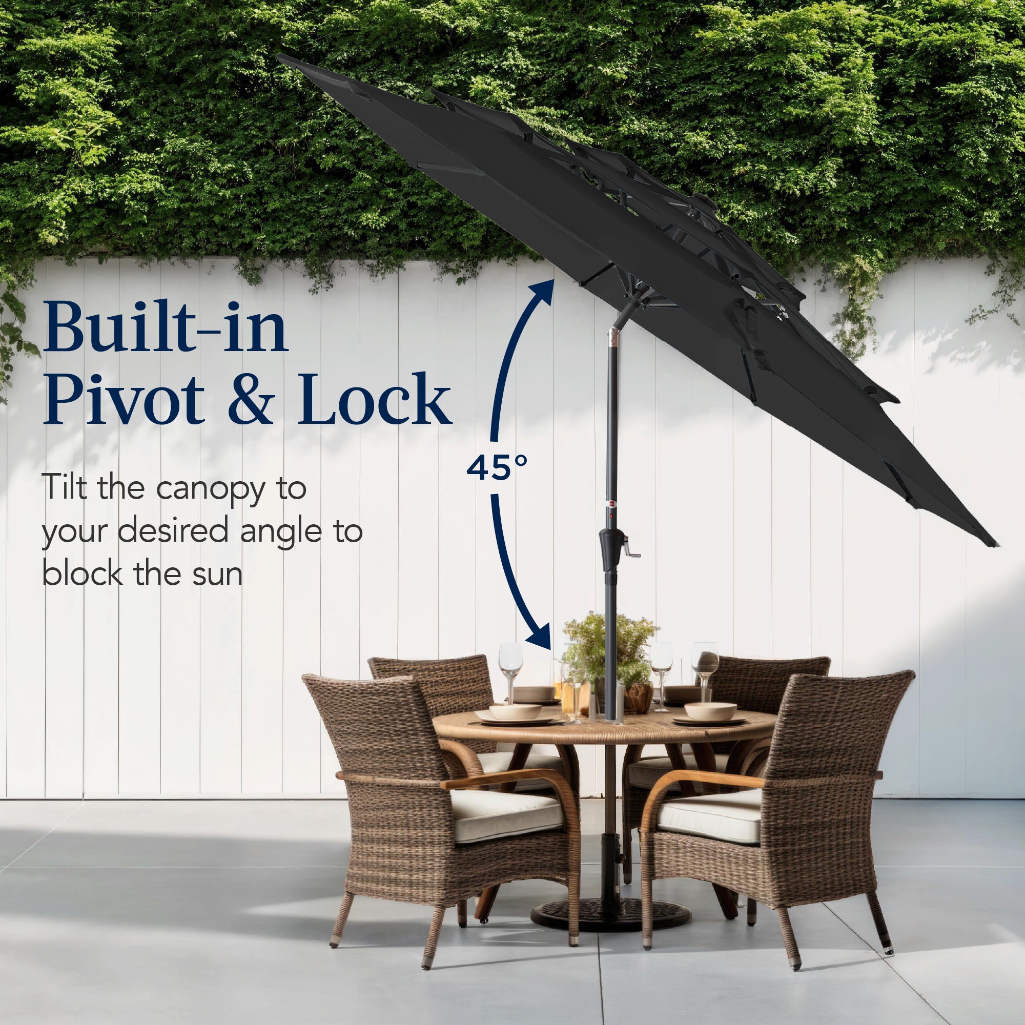 3-Tier Patio Umbrella w/ Tilt Adjustment, Crank - 10ft