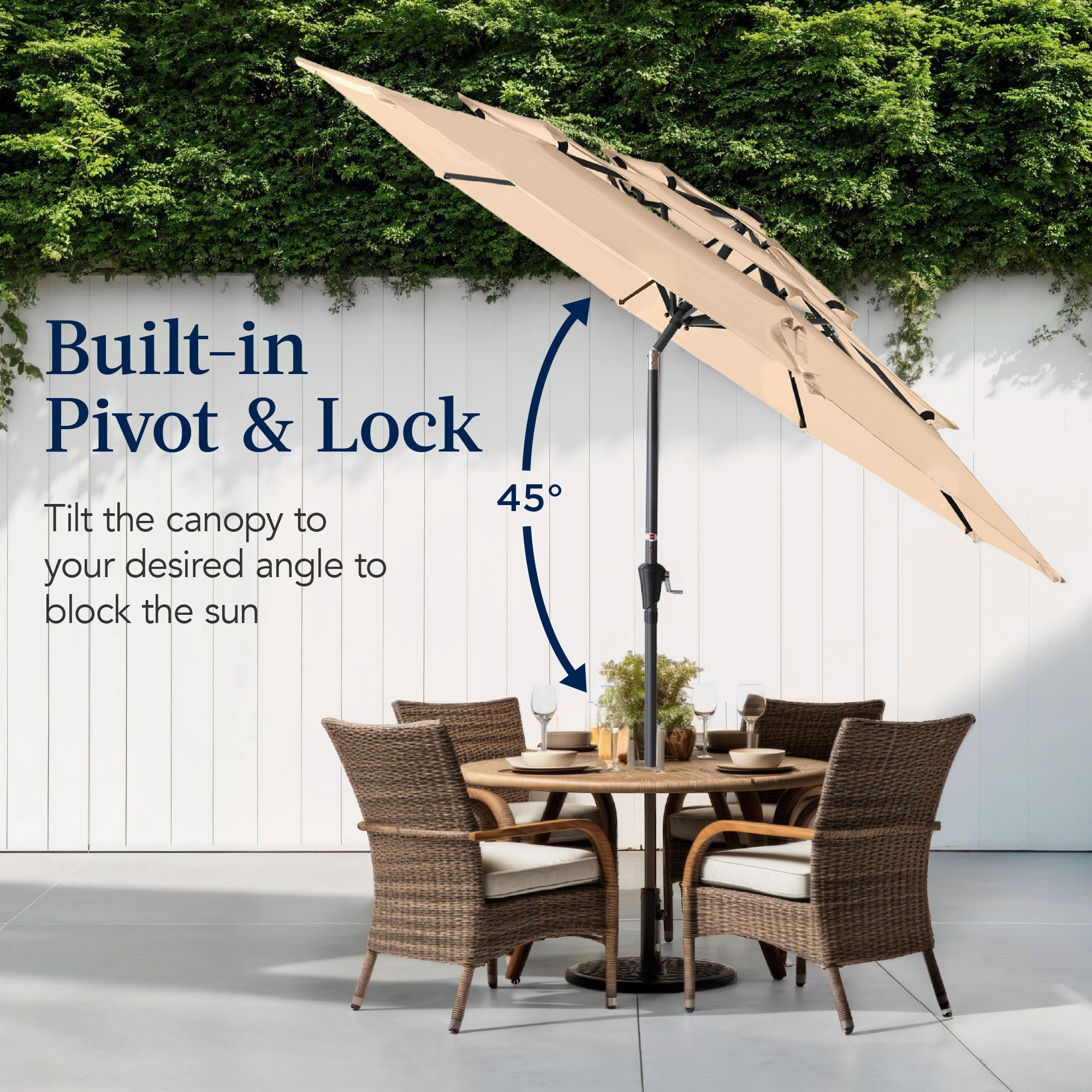 3-Tier Patio Umbrella w/ Tilt Adjustment, Crank - 10ft