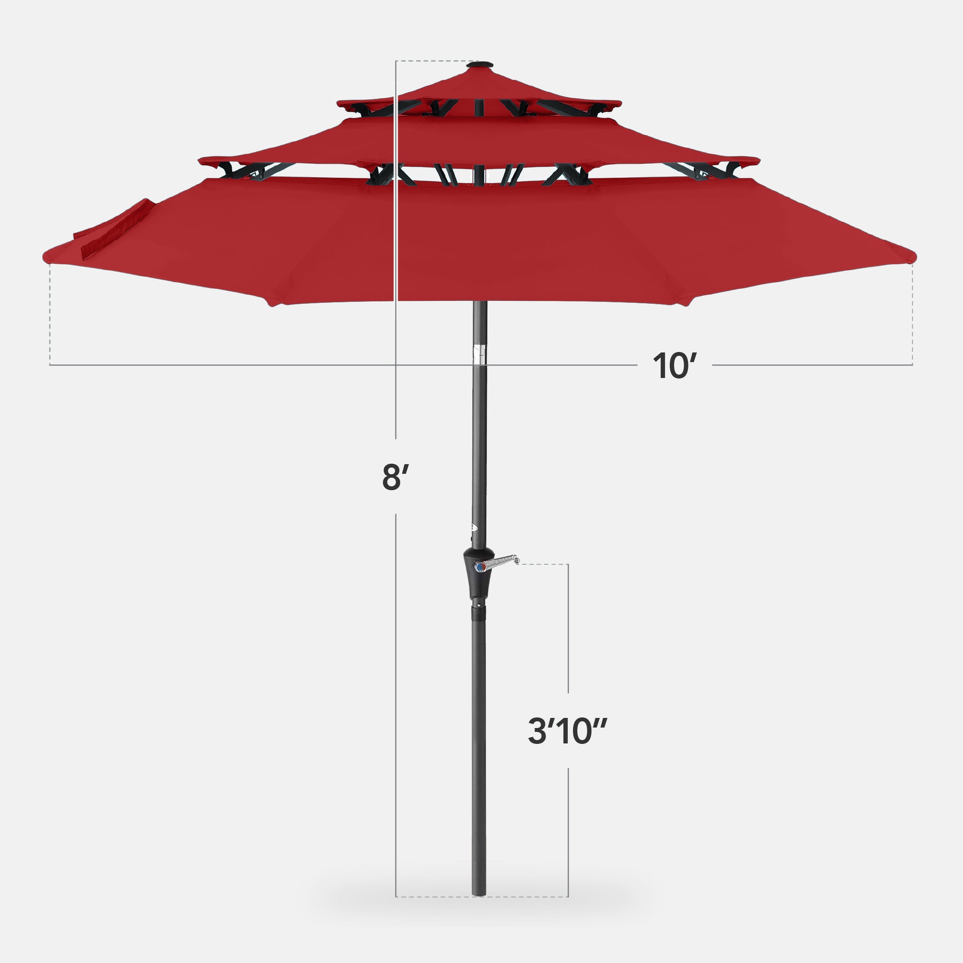 3-Tier Patio Umbrella w/ Tilt Adjustment, Crank
