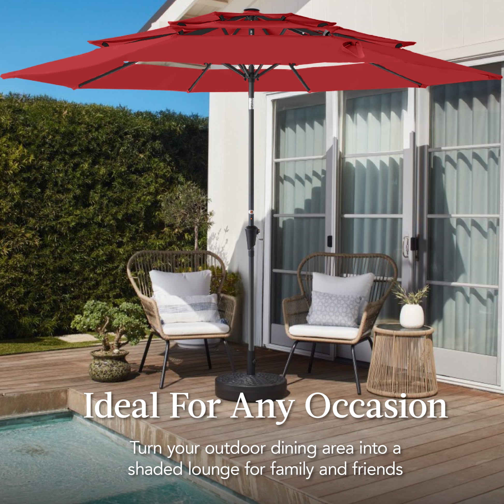 best quality patio umbrella PURPLE LEAF Modern White Outdoor Premium Aluminum Cantilever Pool Sun Umbrellas coated steel pole prevents wear over time Best Choice Products 10ft 3-Tier
