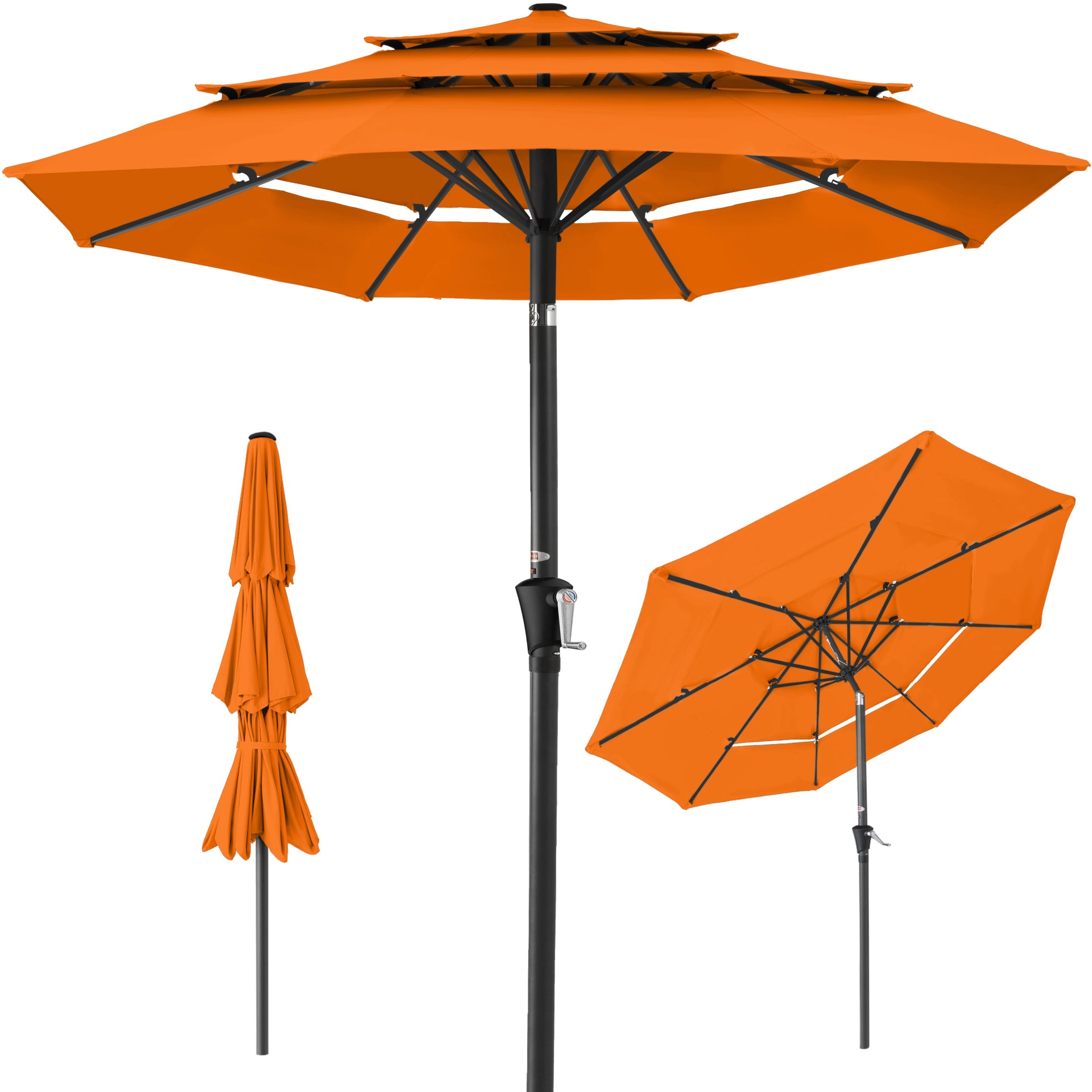 height adjustable patio umbrella 9' Tilt Market & Base Stable Heavy Duty Frame Seasons Sentry 8' x 11'