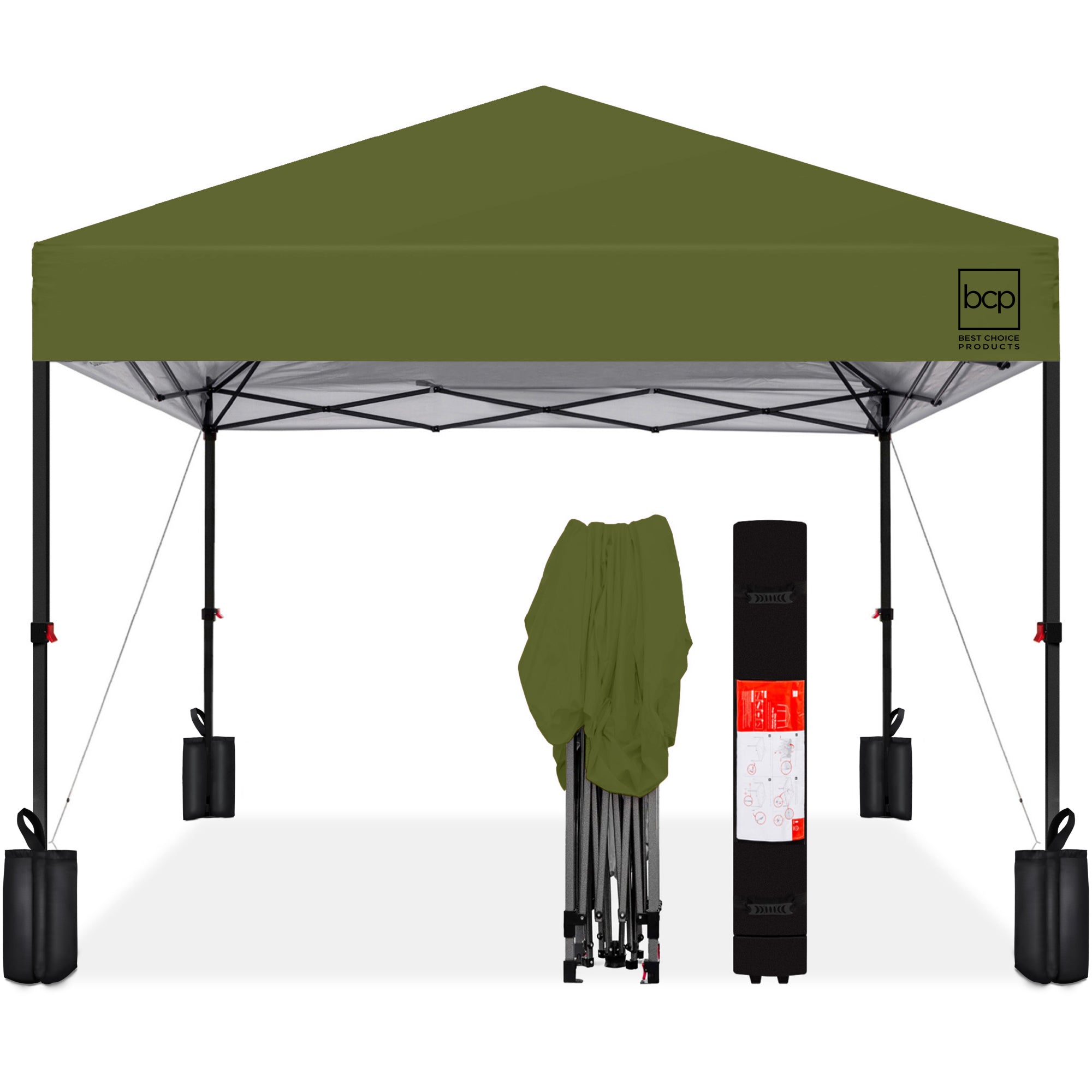 One-Person Setup Instant Pop Up Canopy w/ Case, 4 Weight Bags
